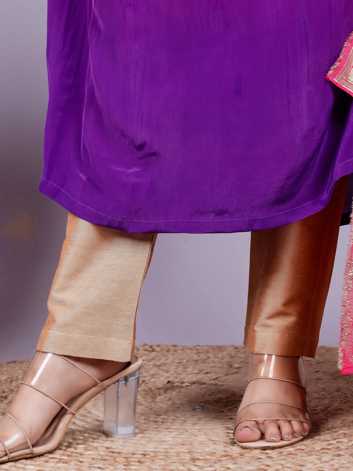Ombre Pink Purple Kurta pant Dupatta