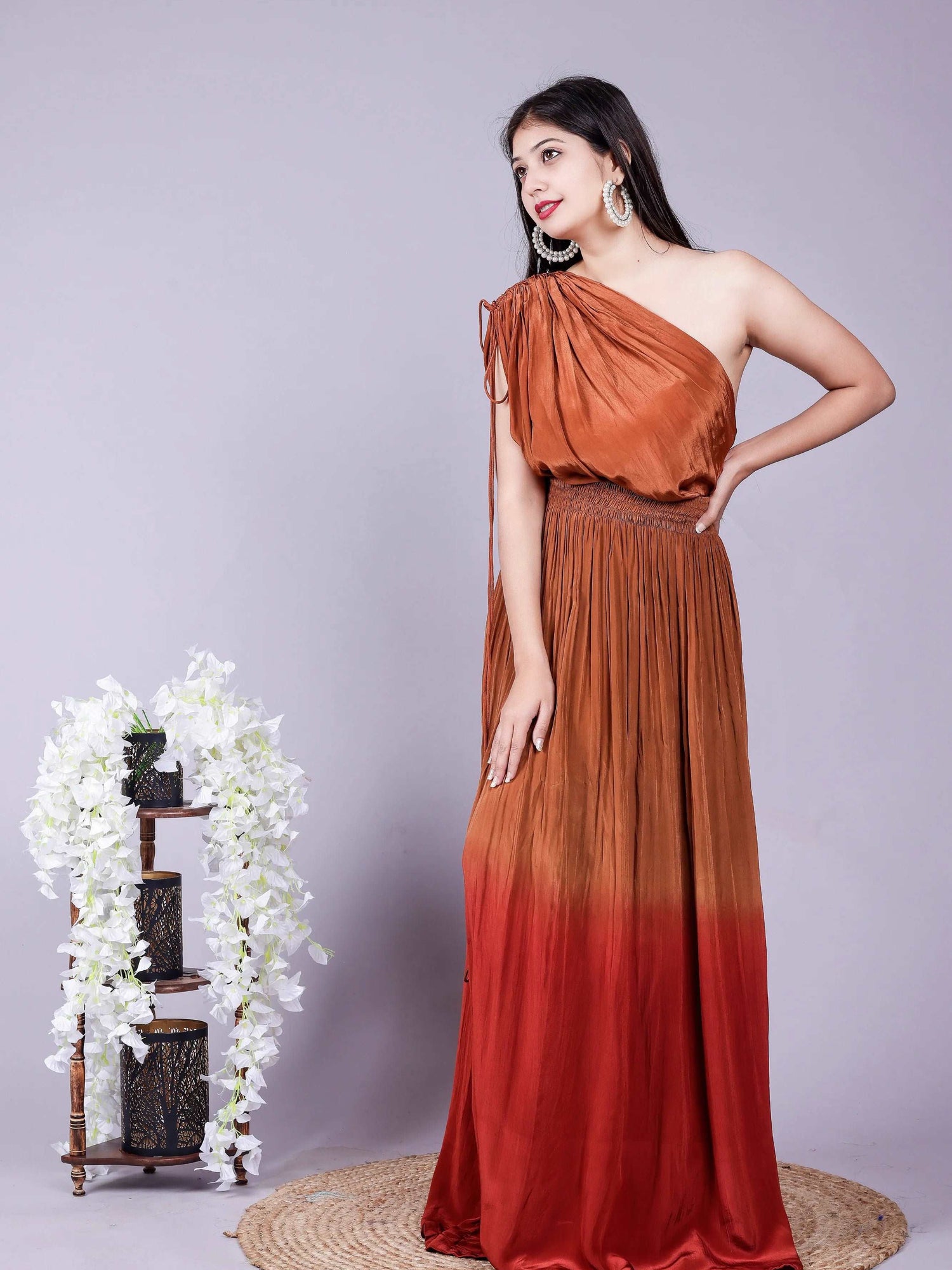 One shoulder kaftan dress
