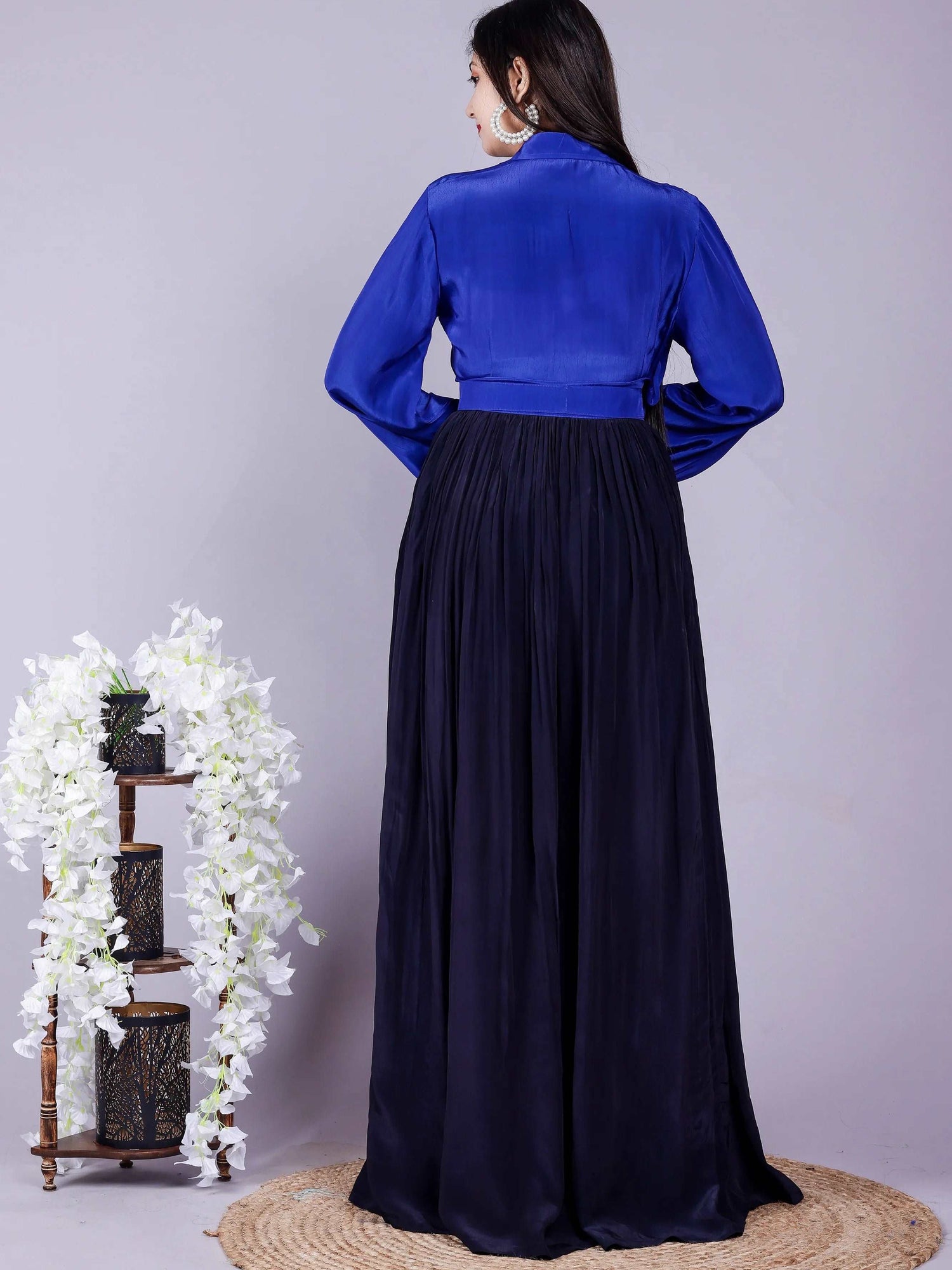 Blue-Black slit dress