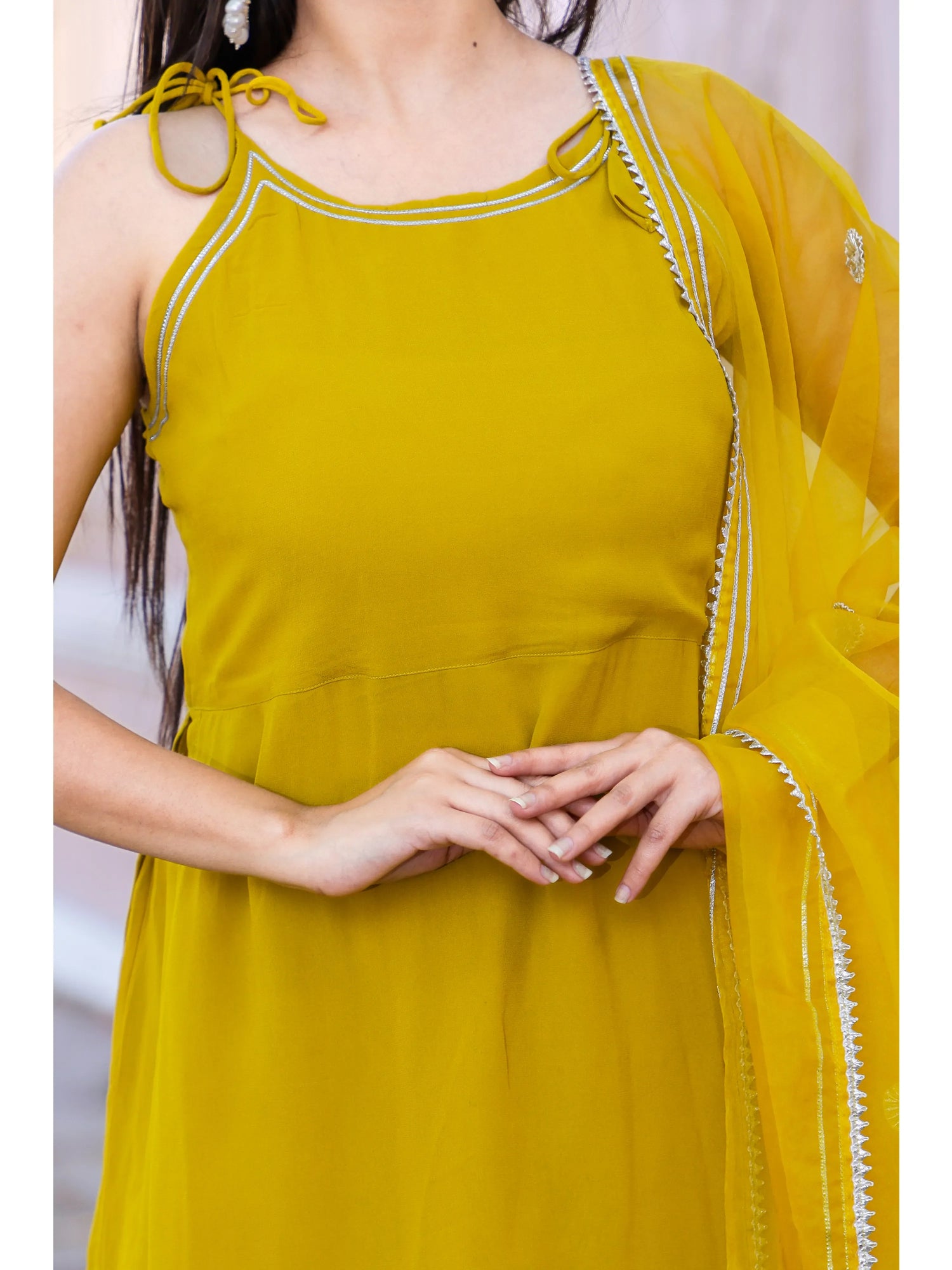 Georgette Short Kurti Sharara Dupatta Set