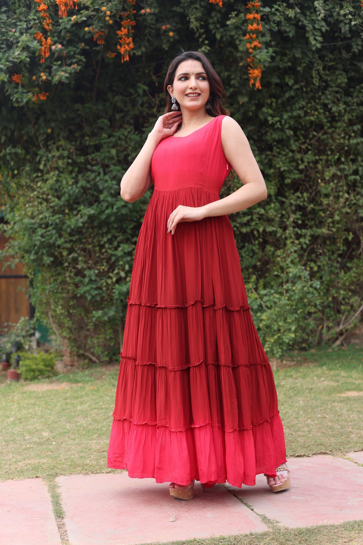 Tiered Full Length Ombre Dress