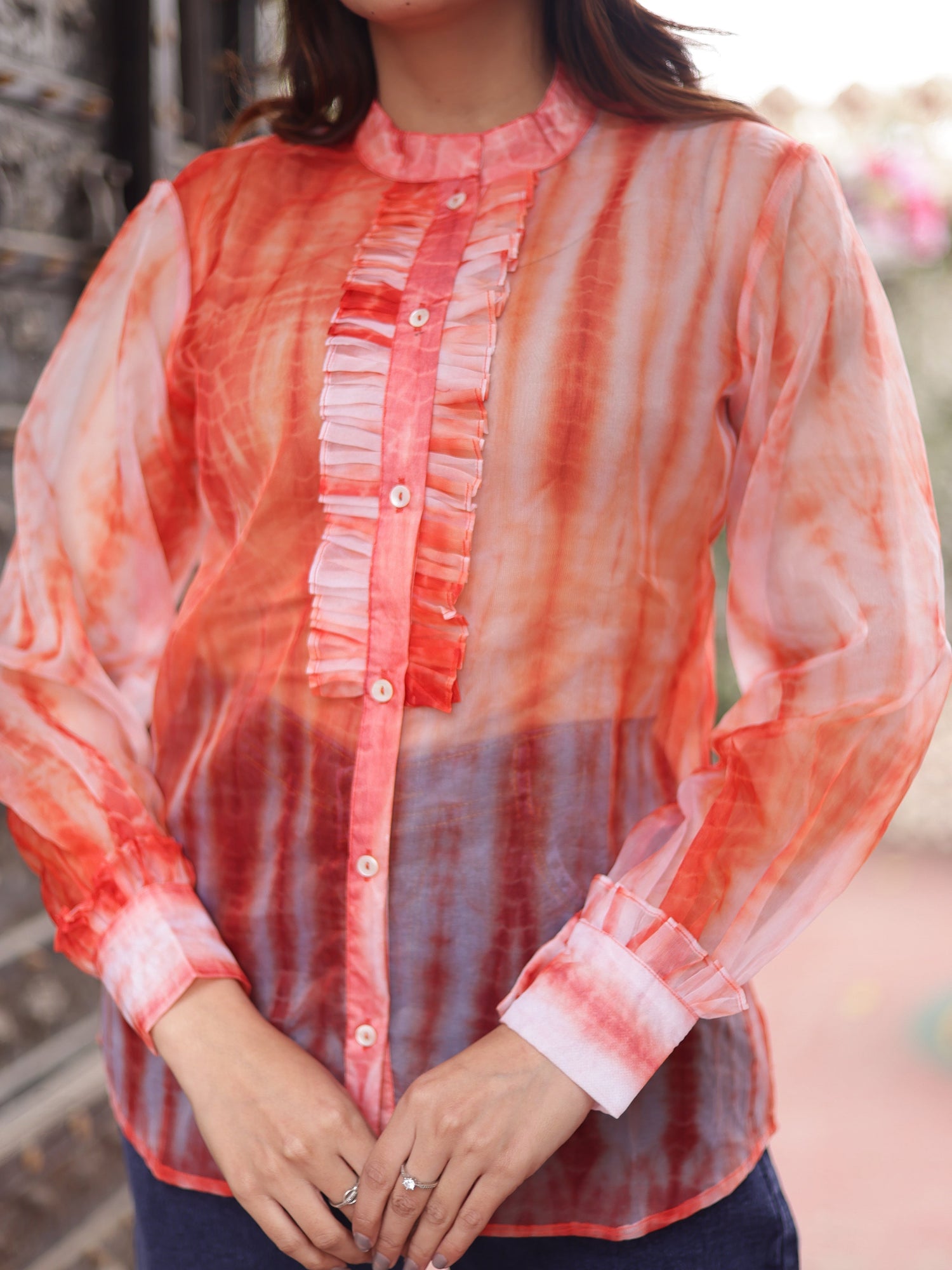 Orange tie-dye top