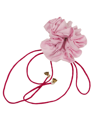 Gathered Fabric Scrunchie - Pastel Pink Linen