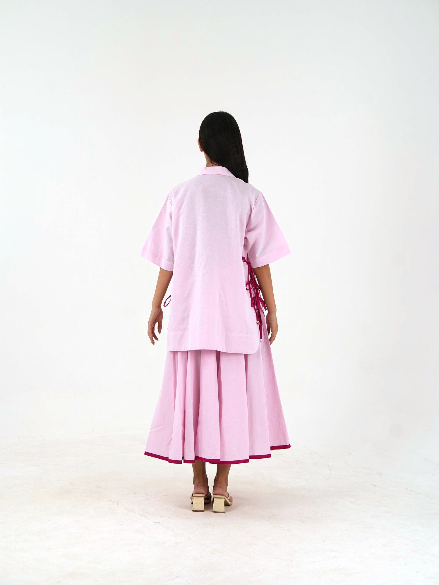 Gheridar skirt Set - Pastel Pink Linen