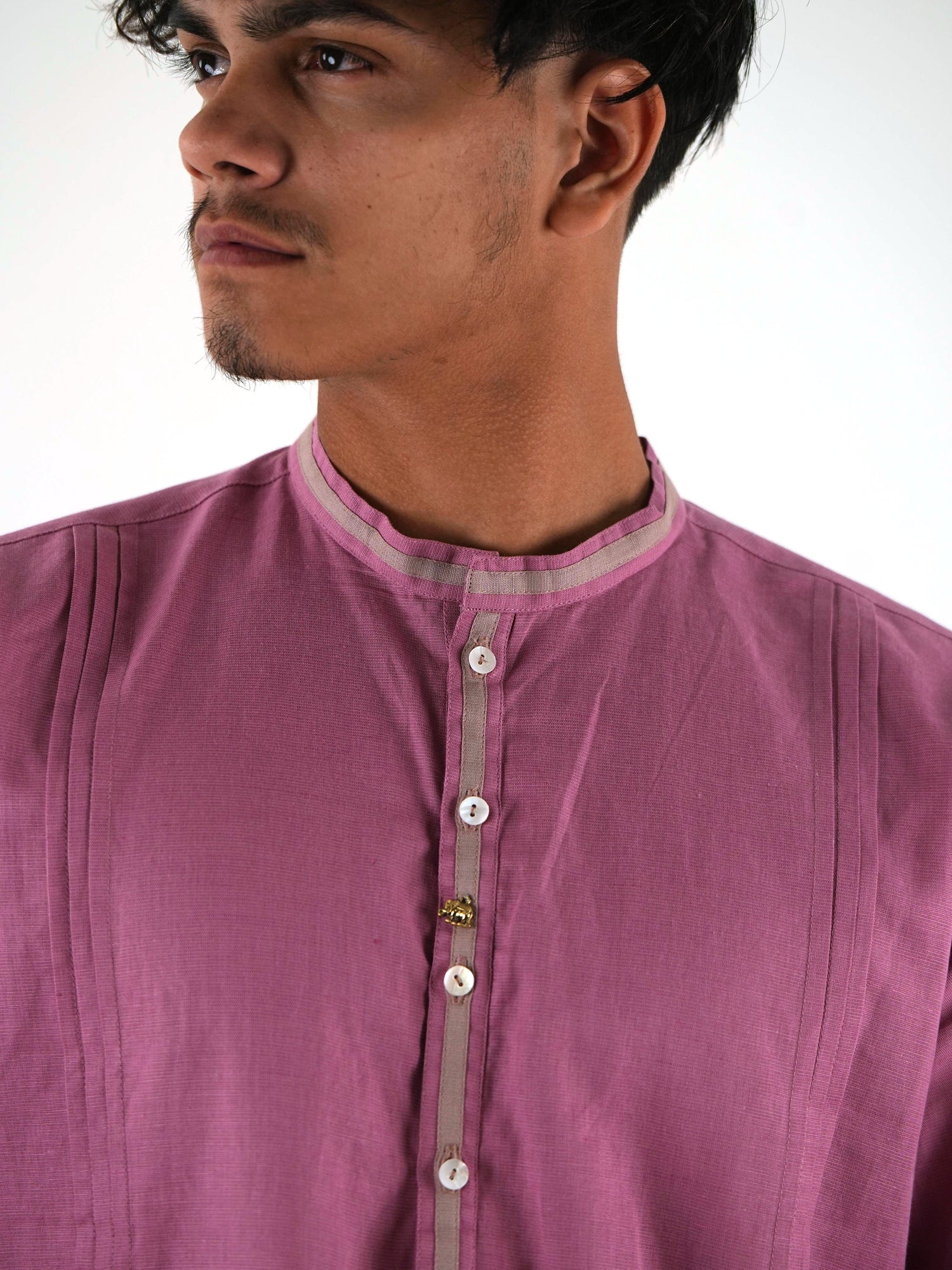 Full Sleeve Kurta Pant Set - Dusty Pink