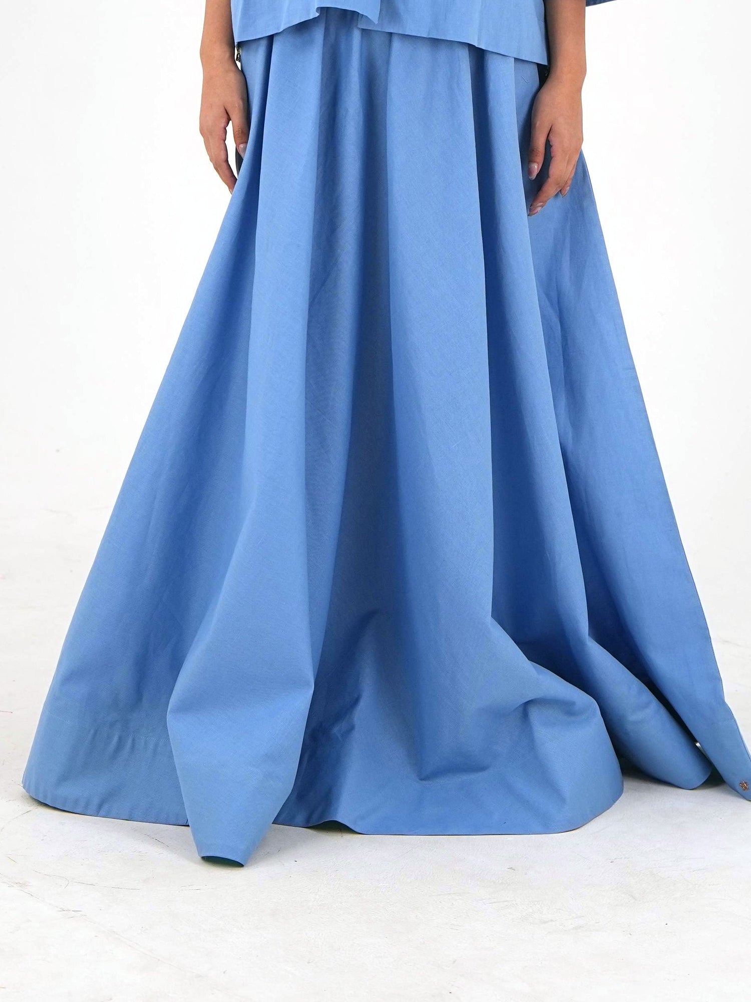Circular Maxi Skirt - Pastel Blue Linen