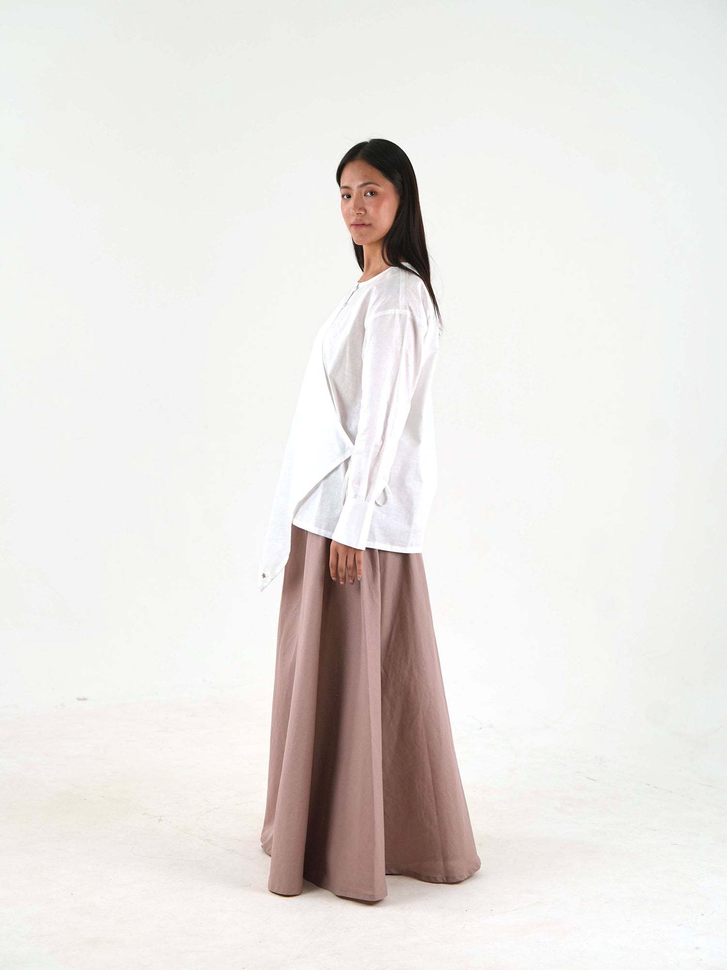 Angrakha Wide-Leg Set - Off White Linen