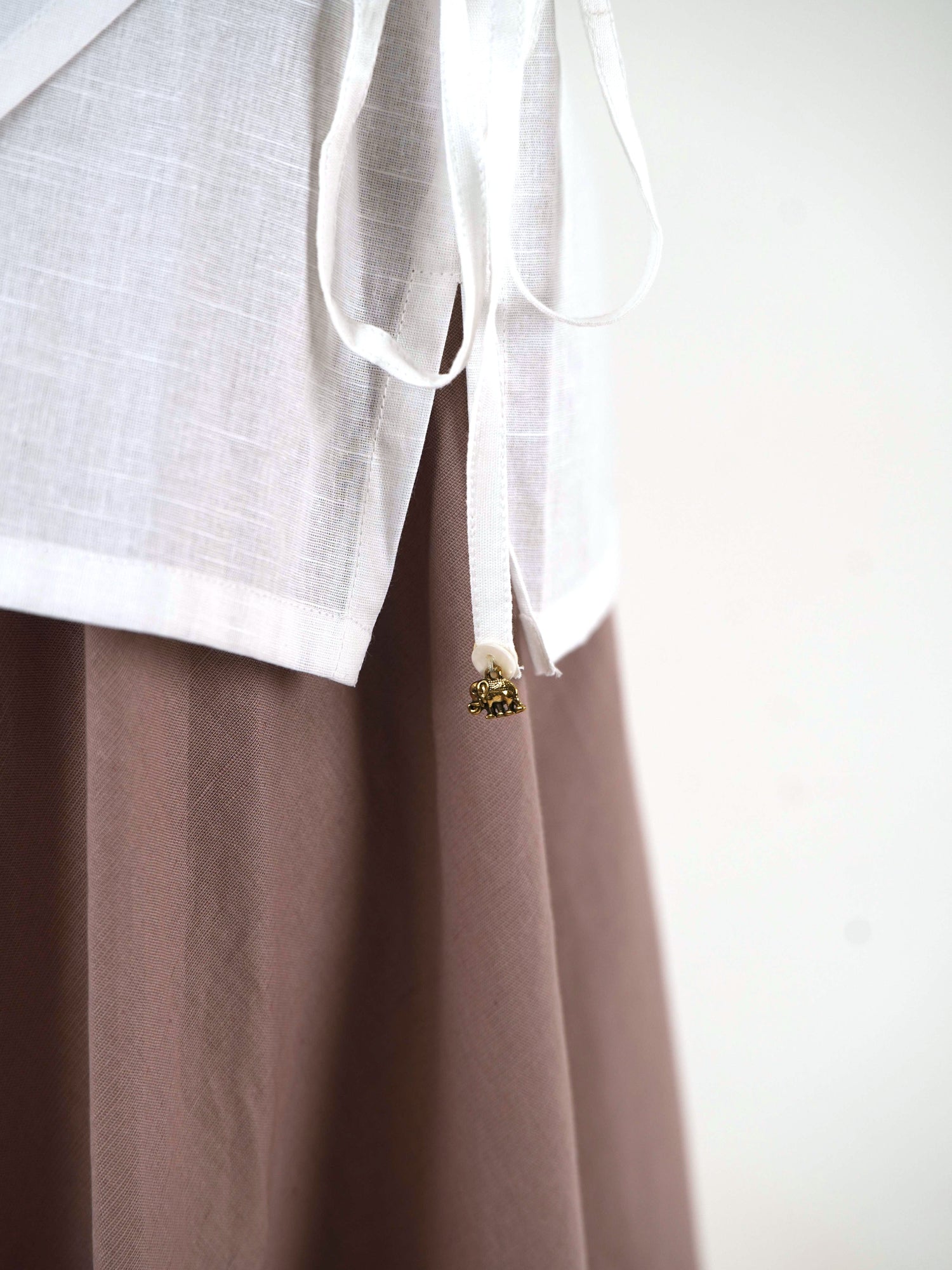 Asymmetric Angrakha Shirt - Off White Linen