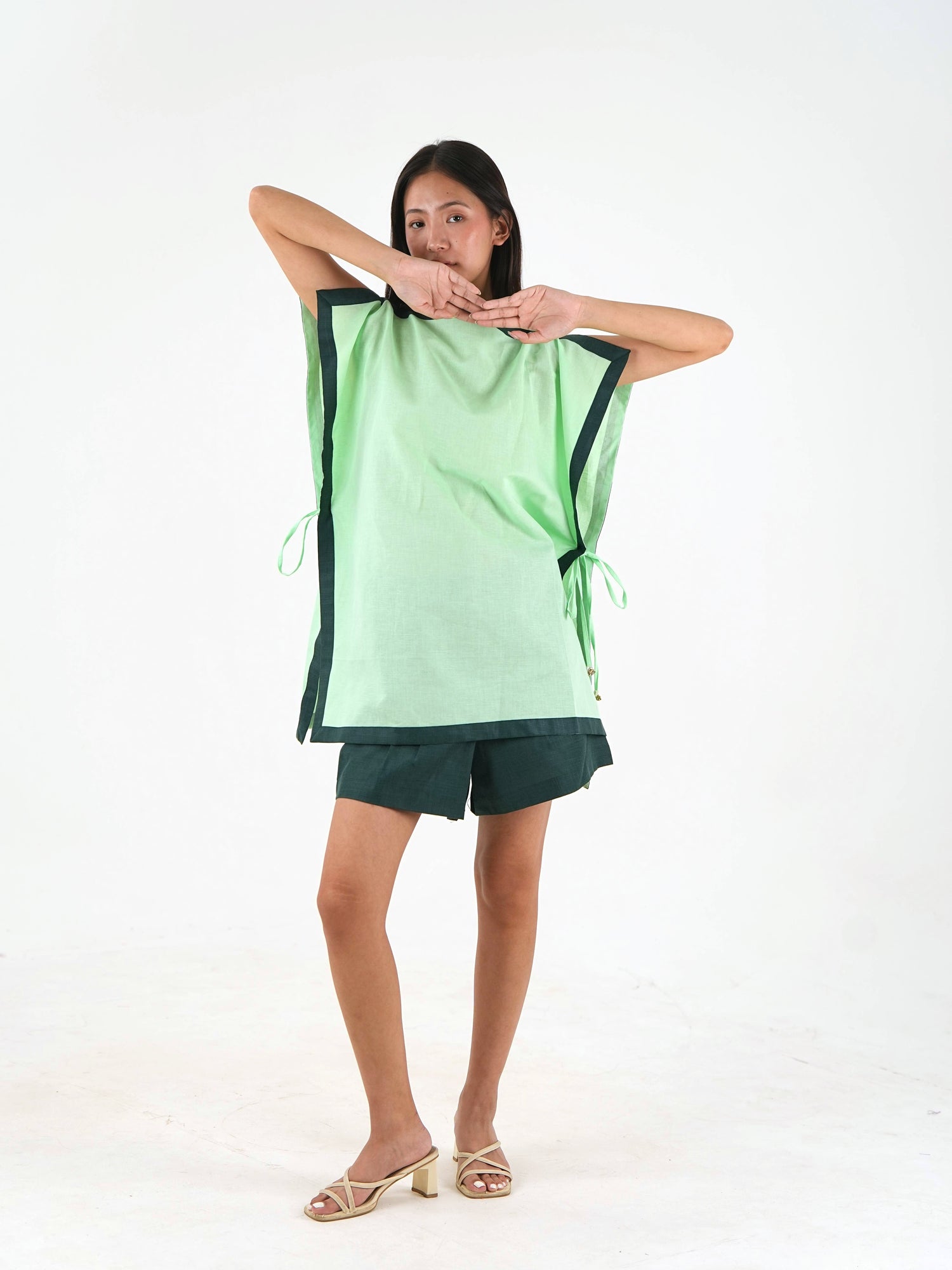 Side Tie Set - Mint Green Linen