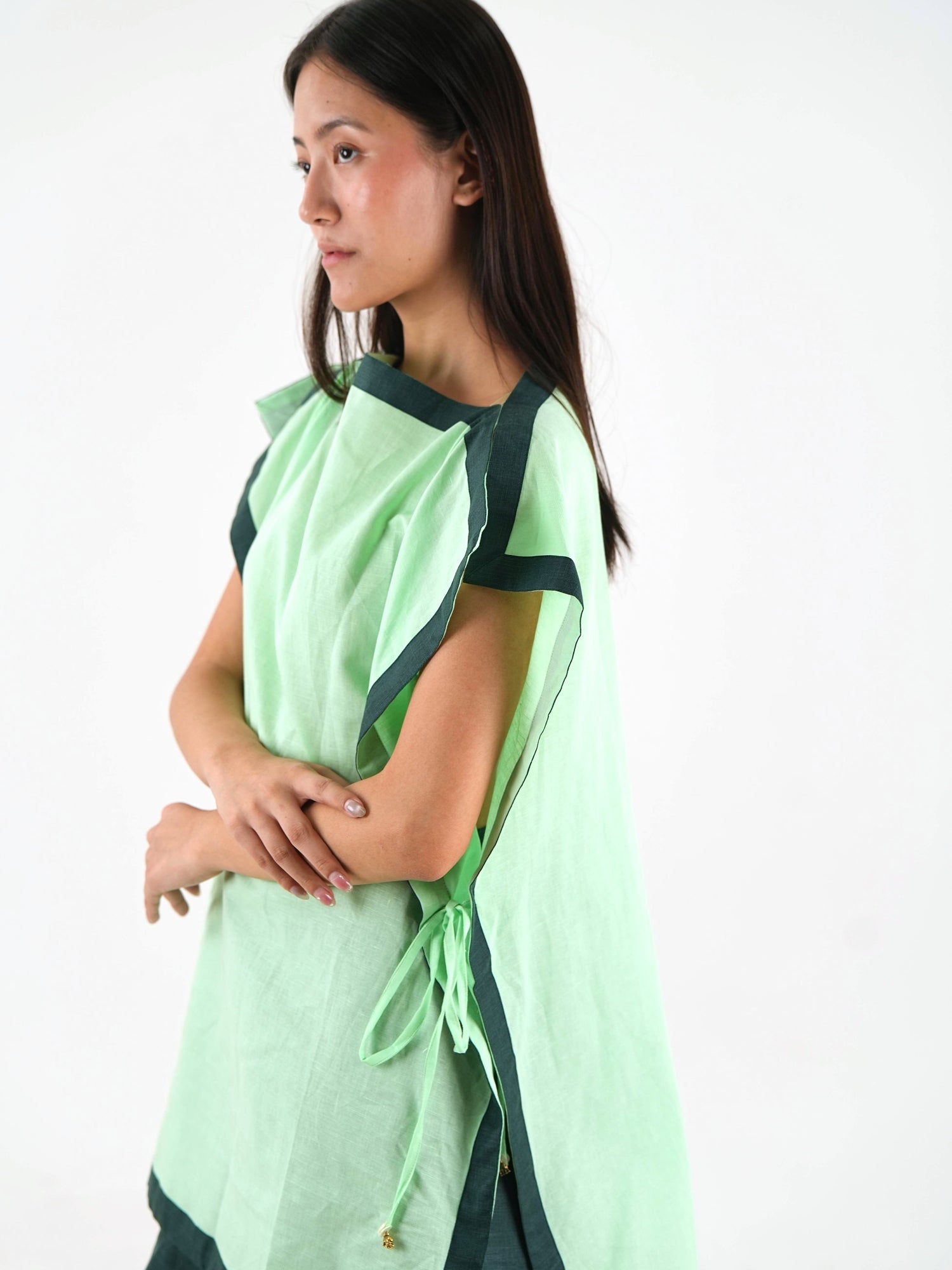 Side Tie Set - Mint Green Linen