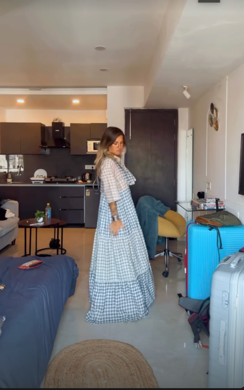Sutra 4-Check Maxi Dress