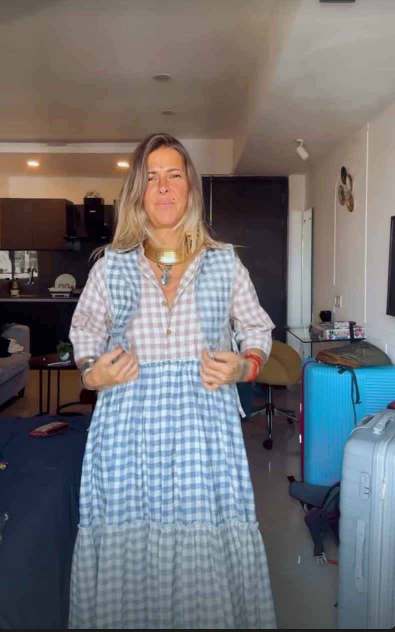 Sutra 4-Check Maxi Dress