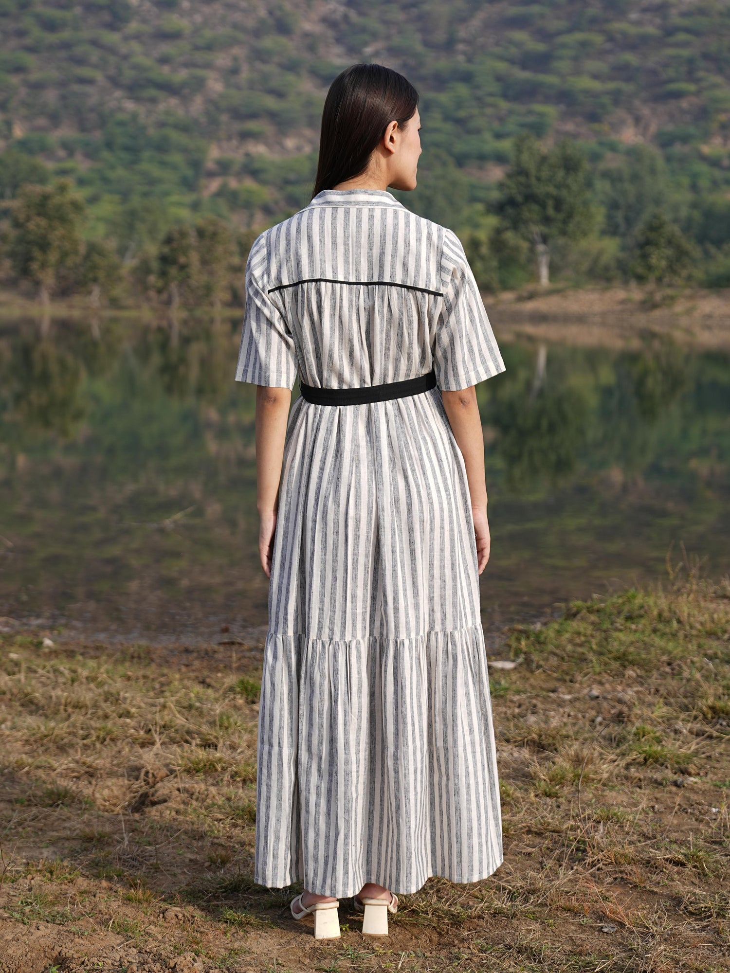 Sutra Midi Stripe Dress