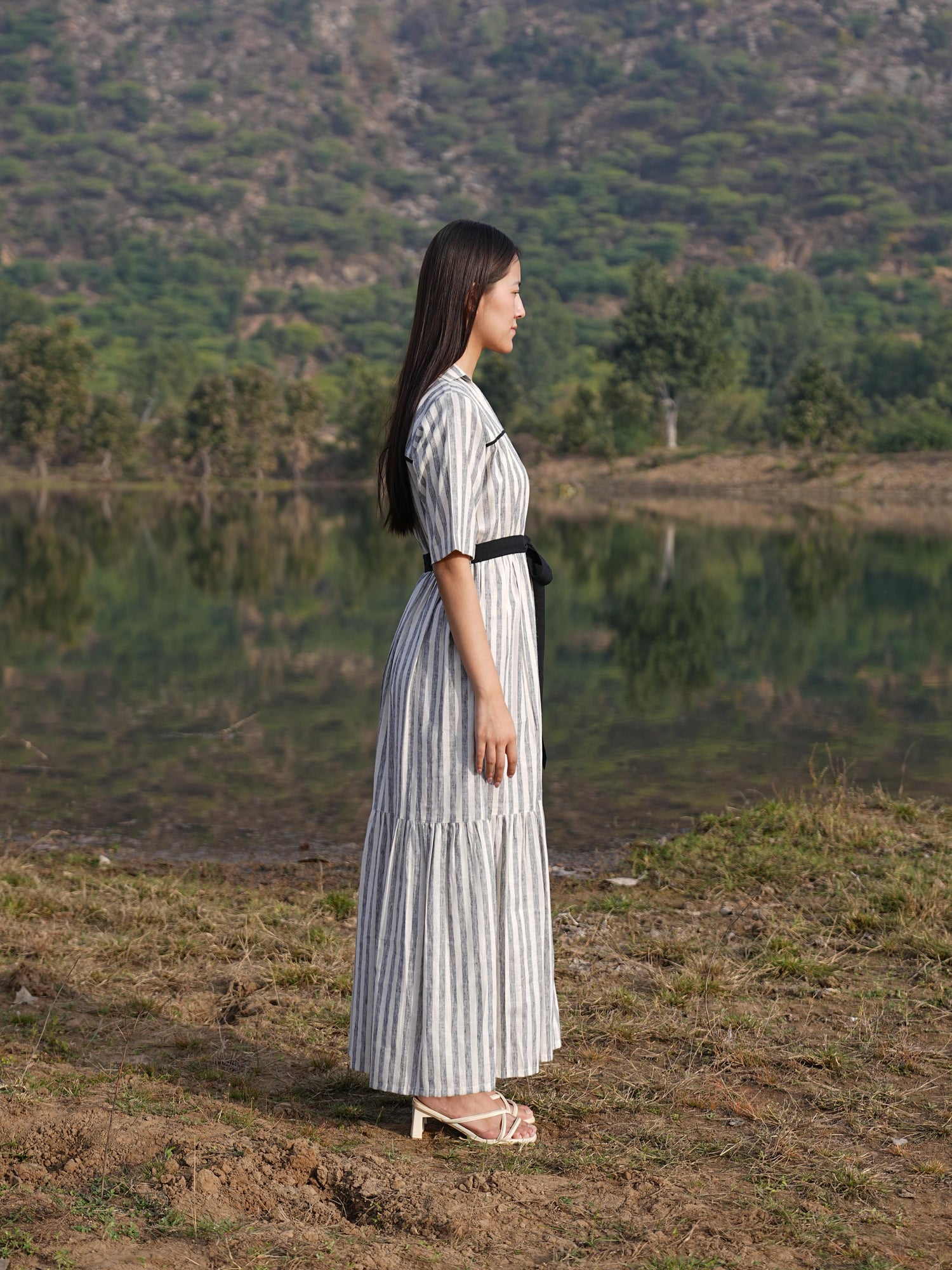 Sutra Midi Stripe Dress