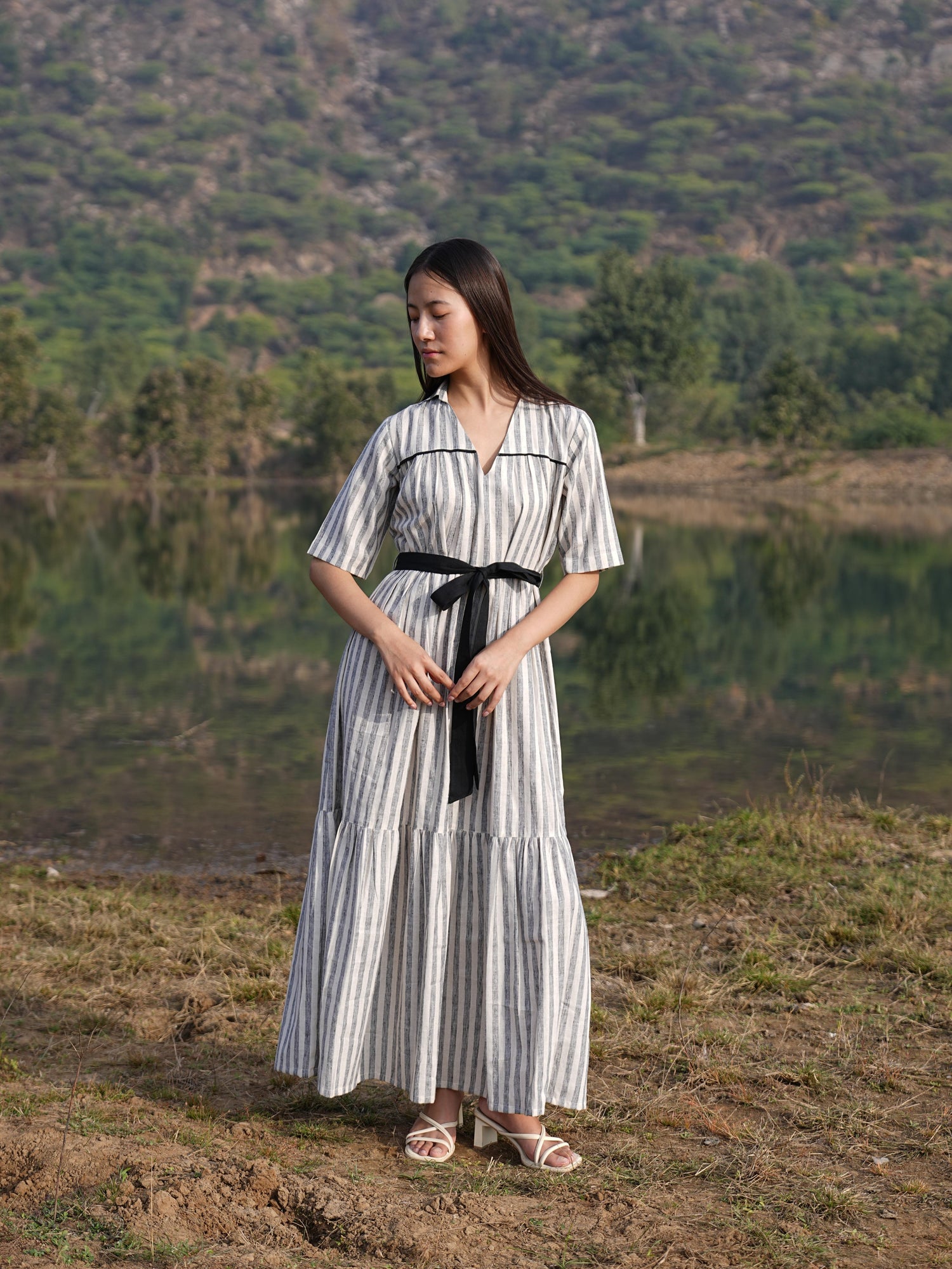 Sutra Midi Stripe Dress
