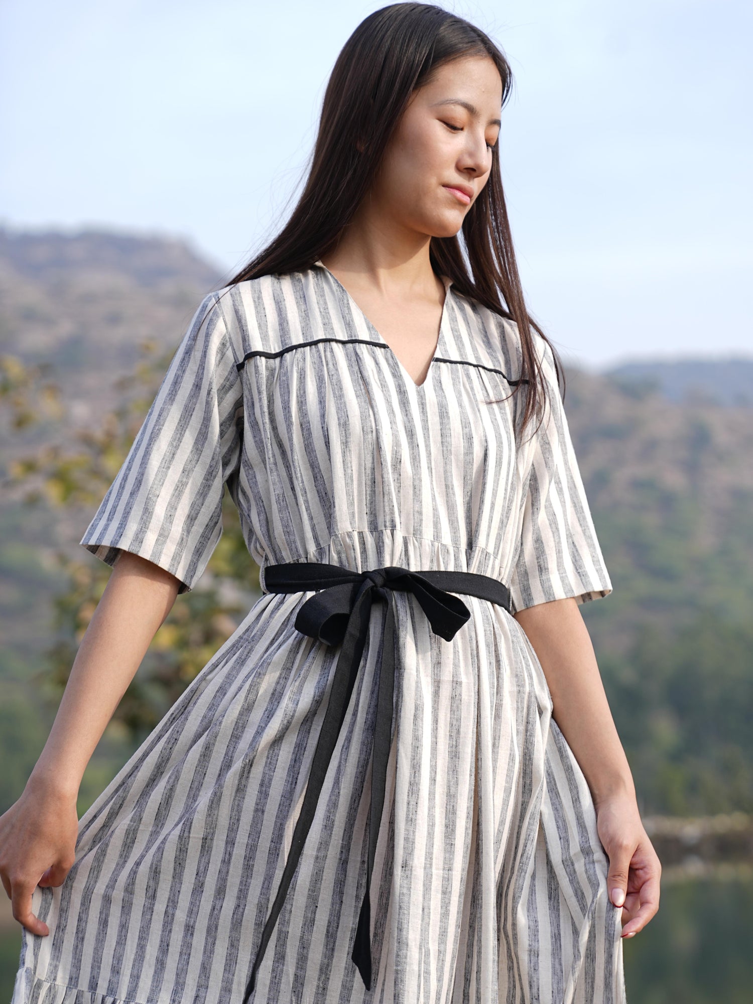 Sutra Midi Stripe Dress