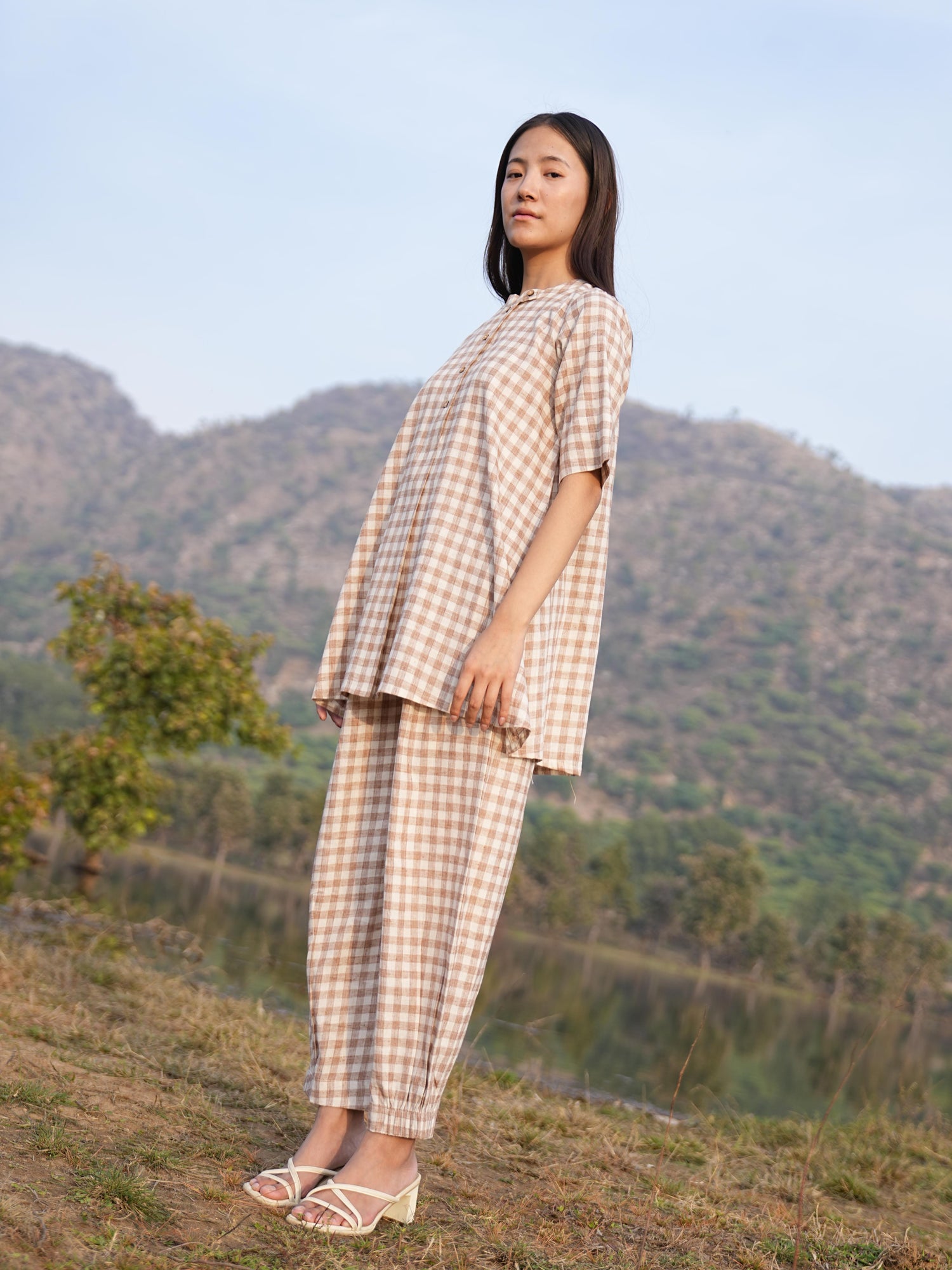 Sutra Check Mandarin Co-ord