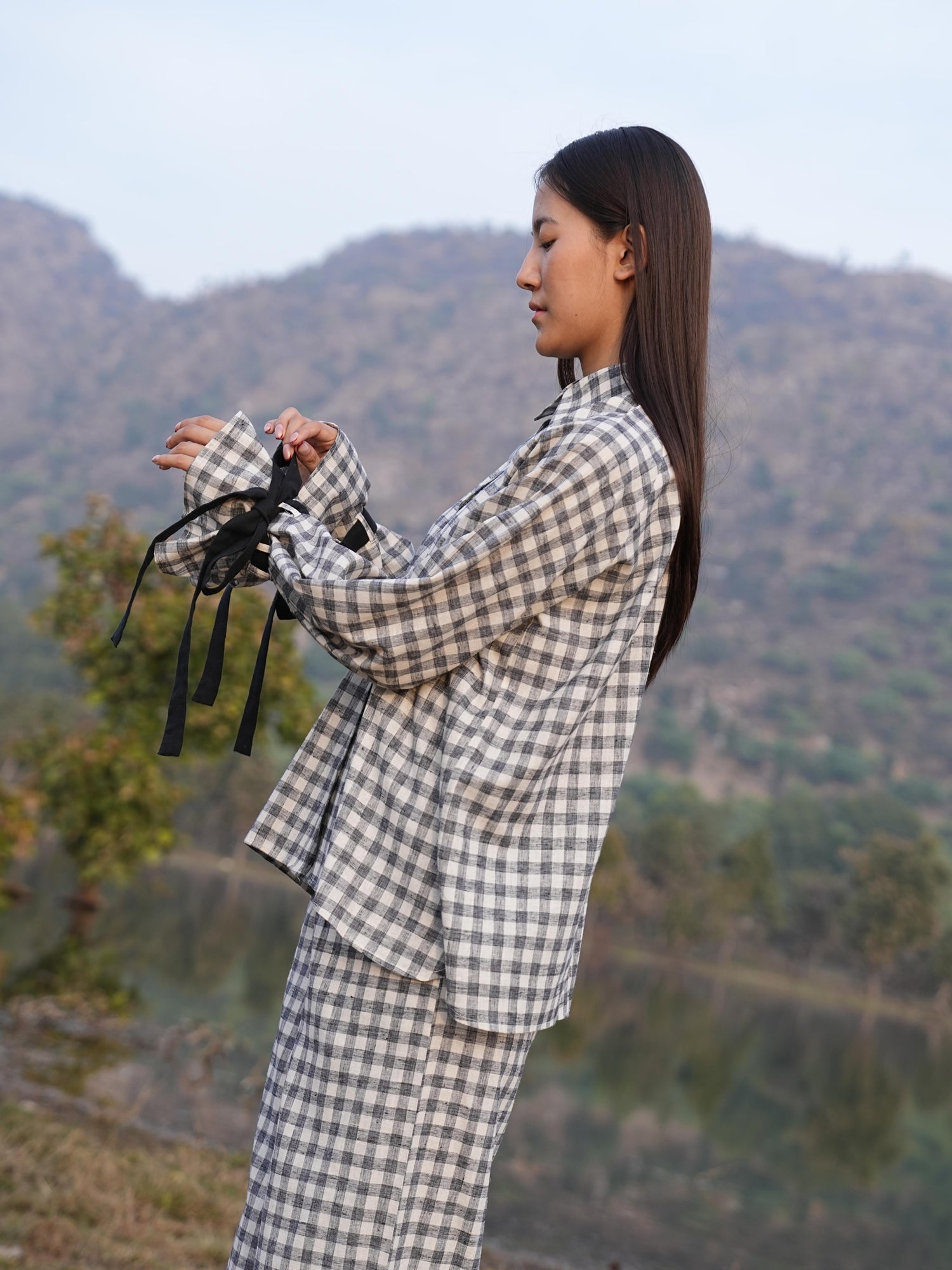 Sutra Balloon Sleeve Check Co-ord