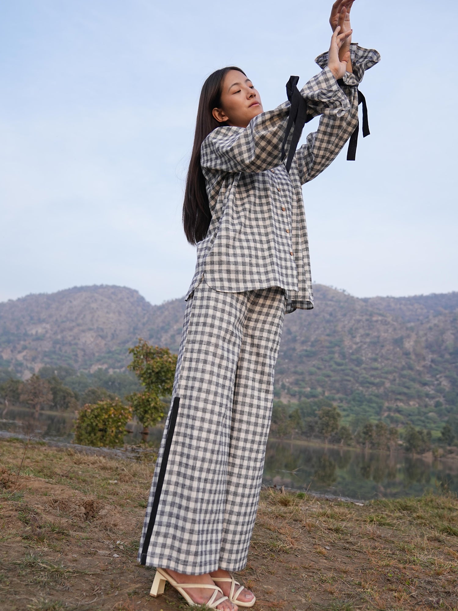 Sutra Balloon Sleeve Check Co-ord