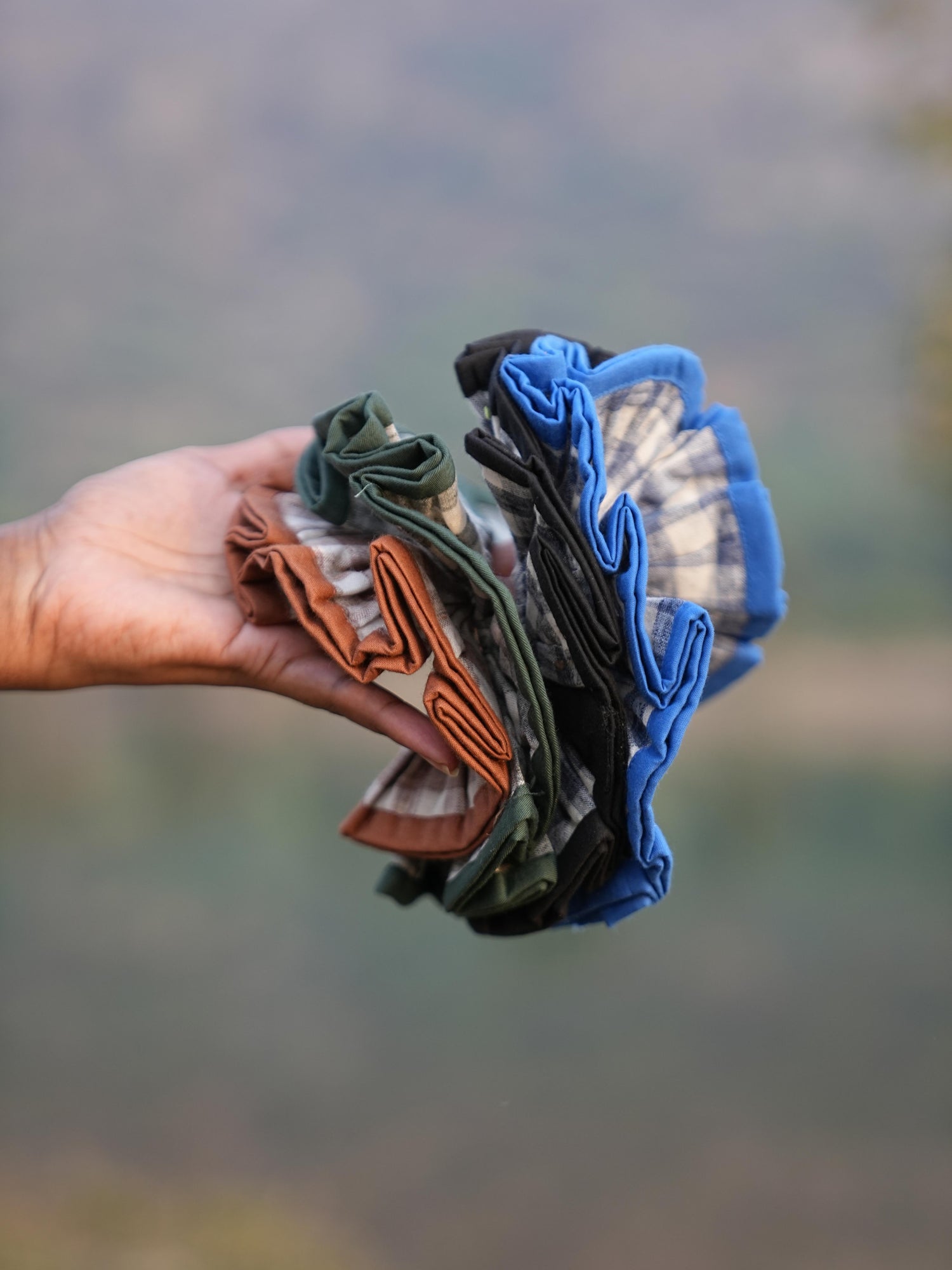 Sutra Check Scrunchies