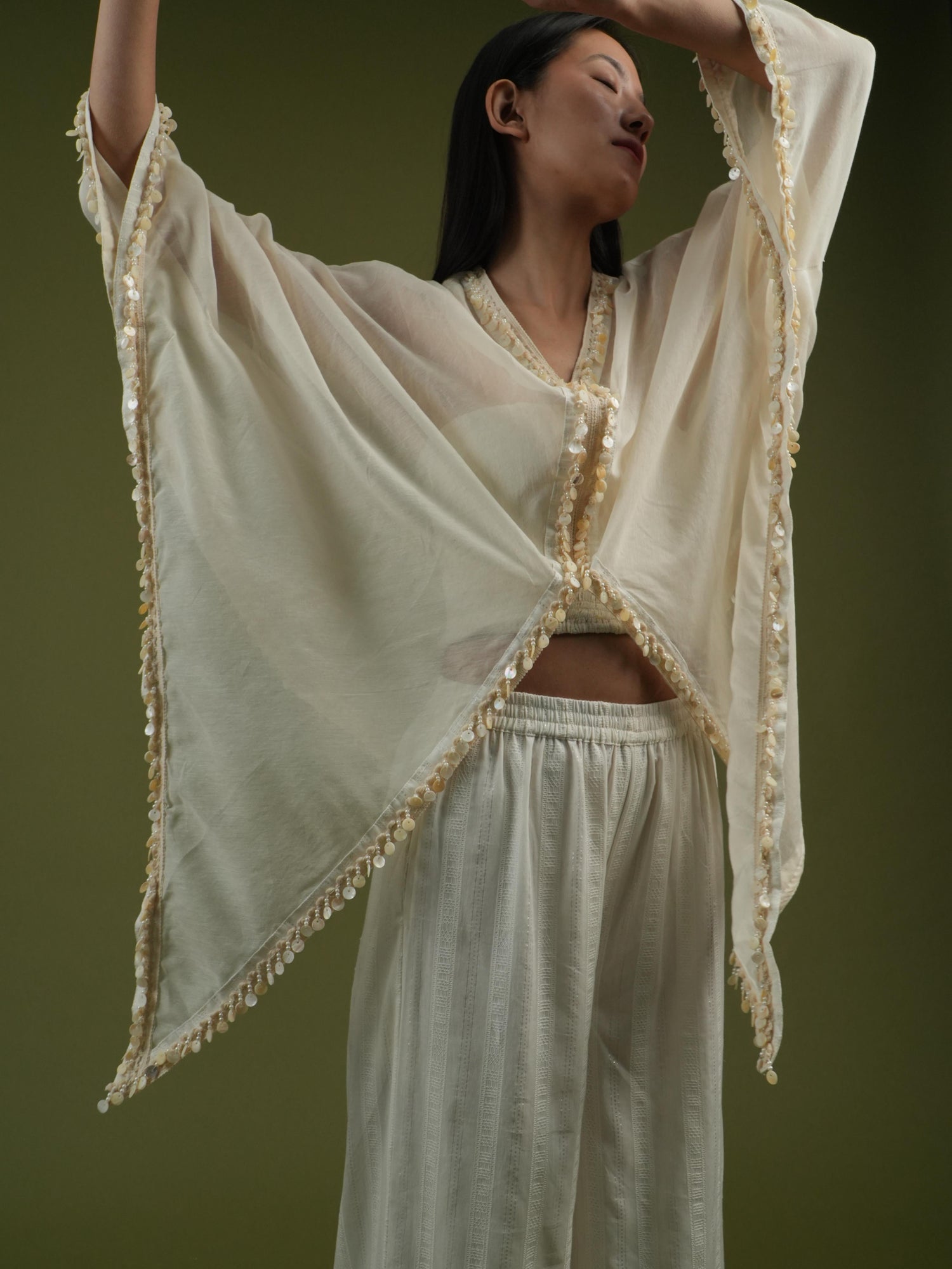 Vanshitaaz Ivory Harmony Cape Set