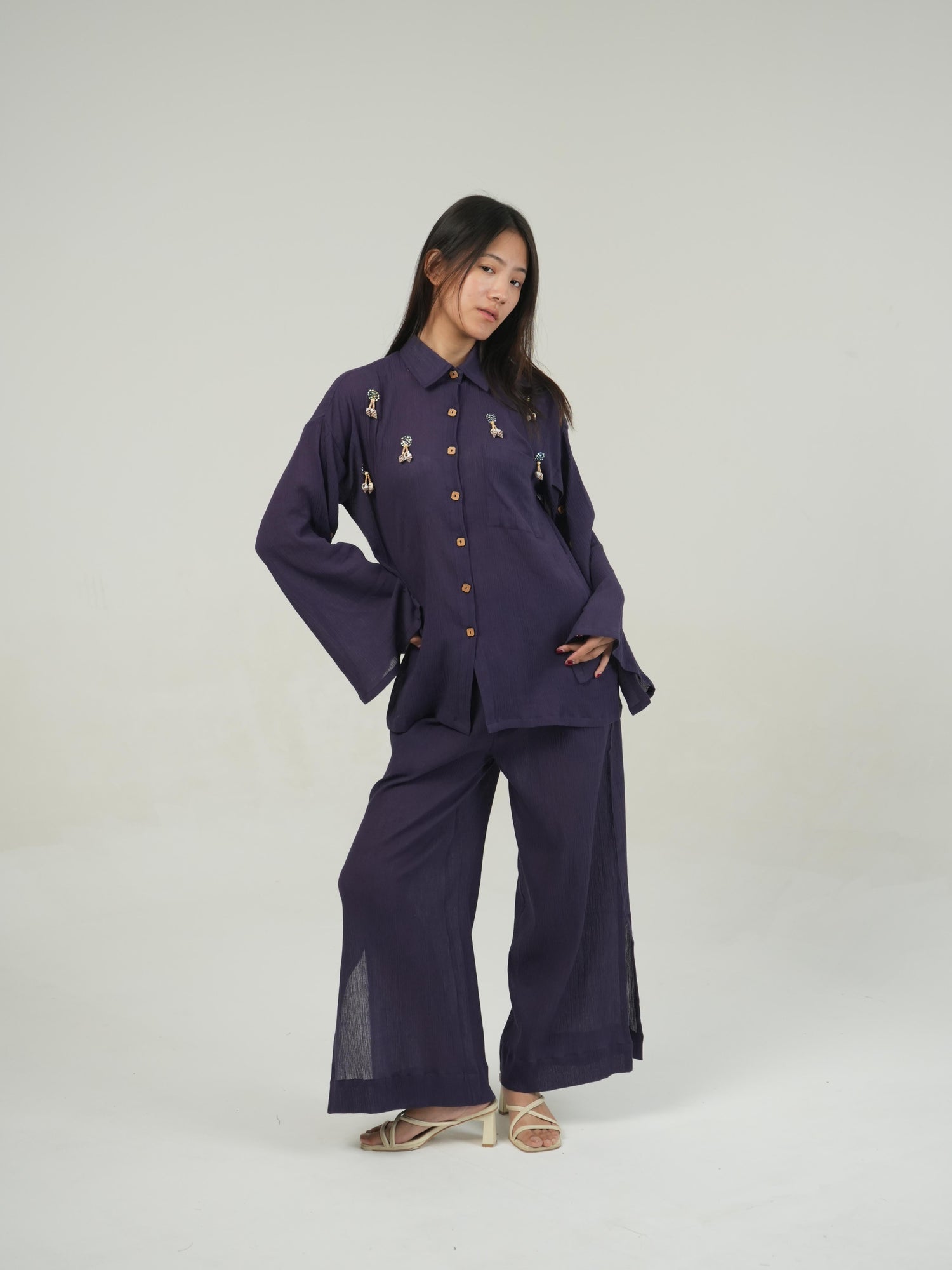 Vanshitaaz Mulberry Purple Crinkled Cotton Co-ord
