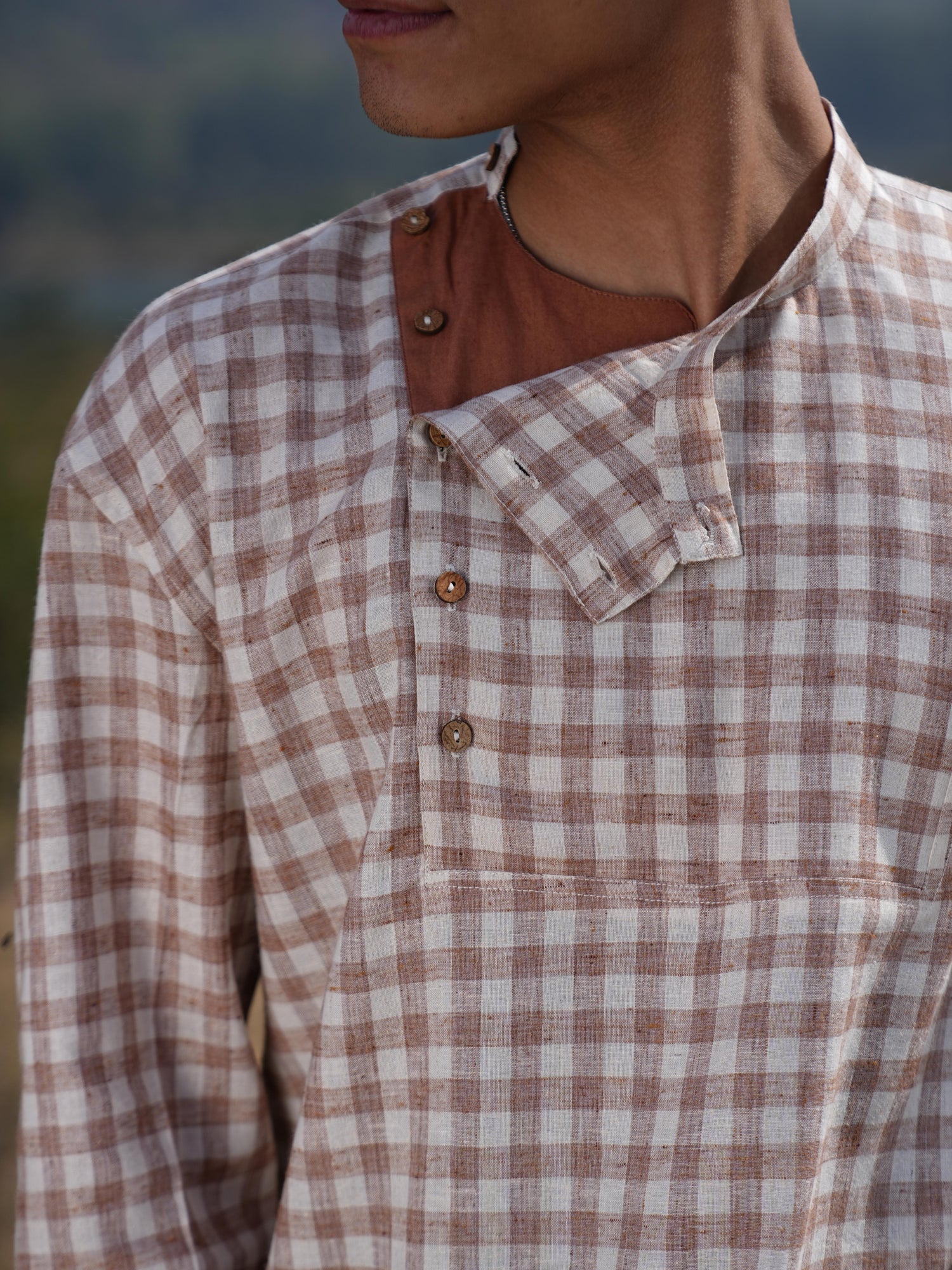 Rust Stripe Coord & Check Kurta Duo