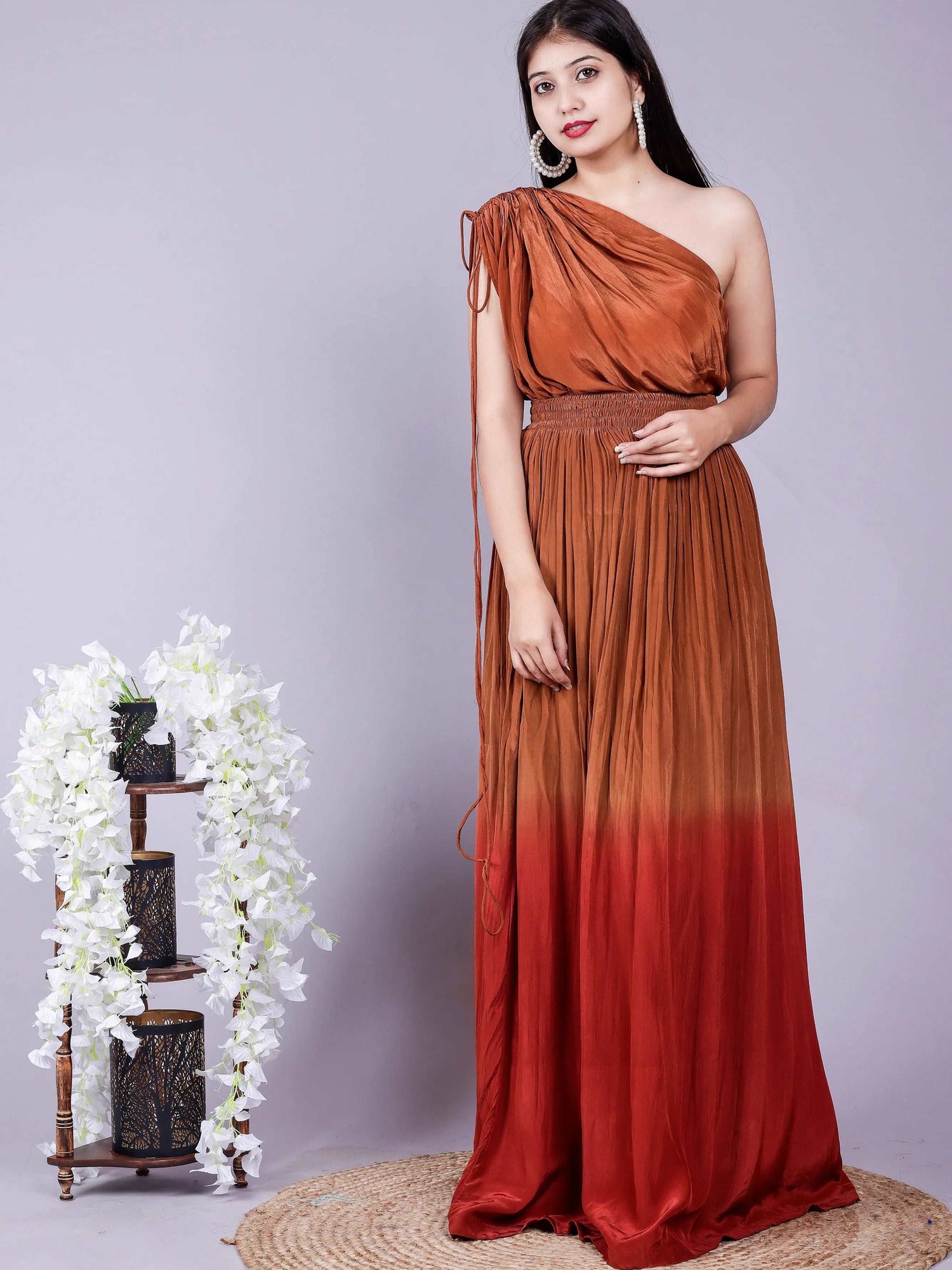 One shoulder kaftan dress