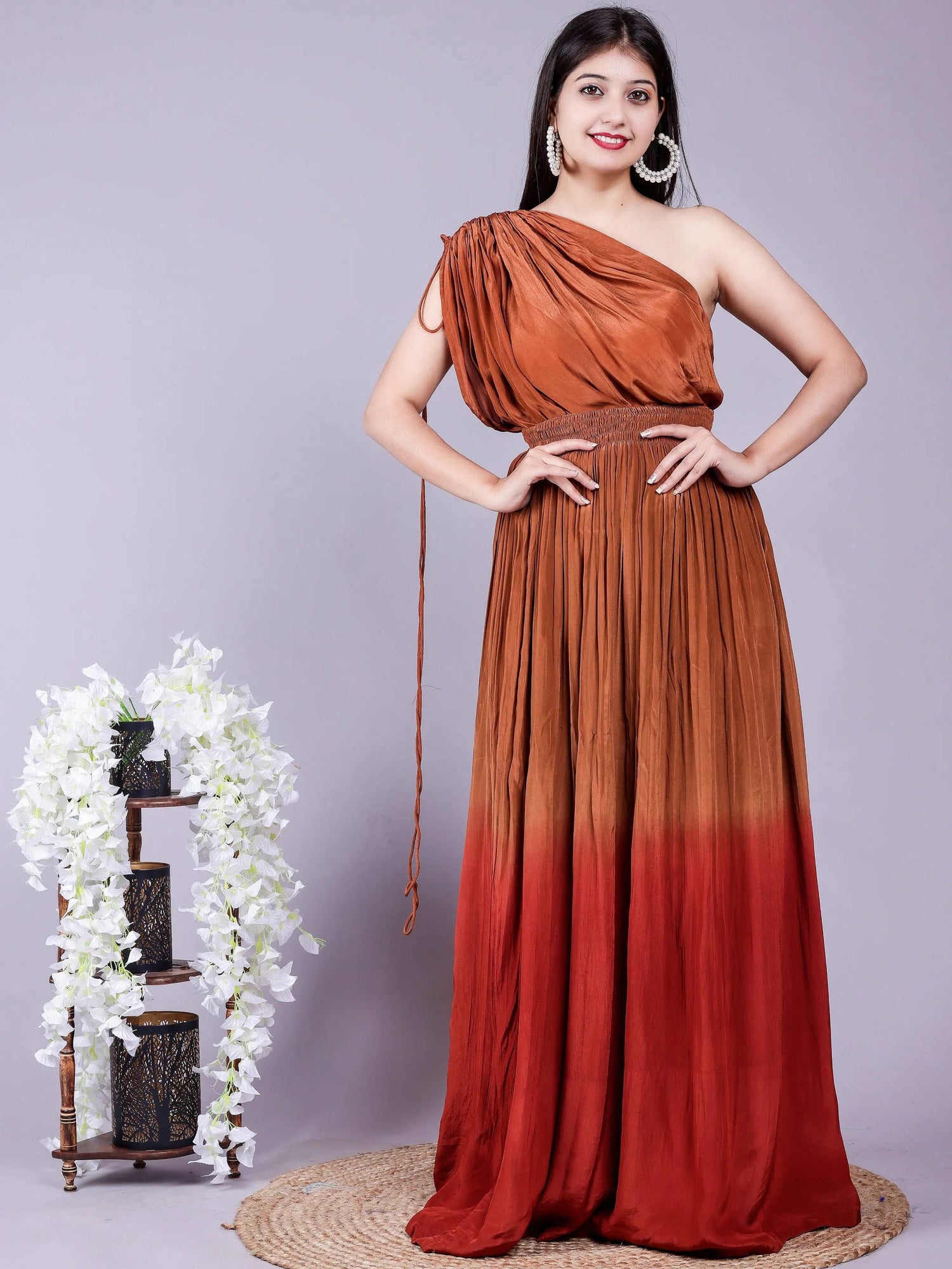 One shoulder kaftan dress