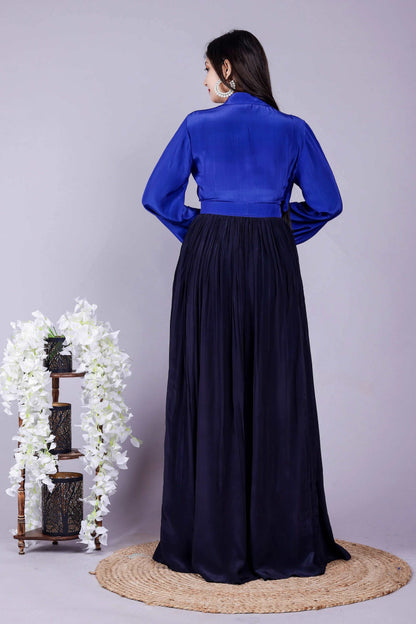 Blue-Black slit dress
