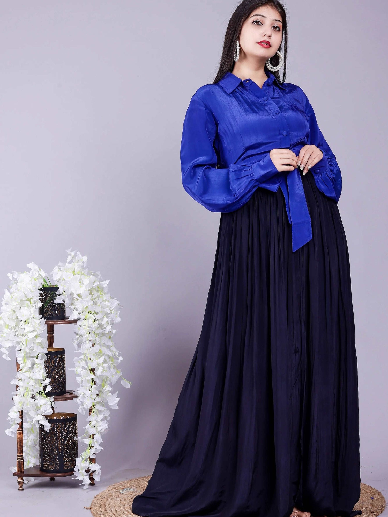 Blue-Black slit dress