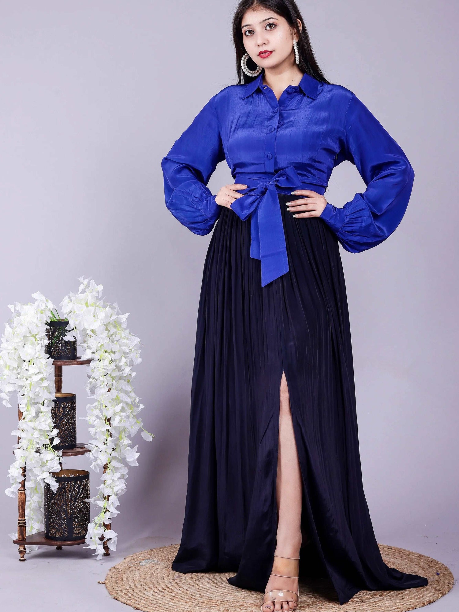 Blue-Black slit dress
