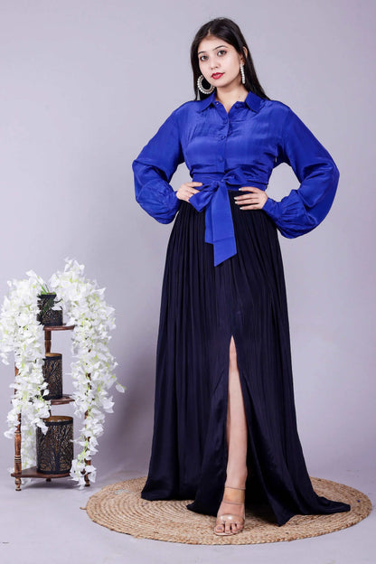 Blue-Black slit dress
