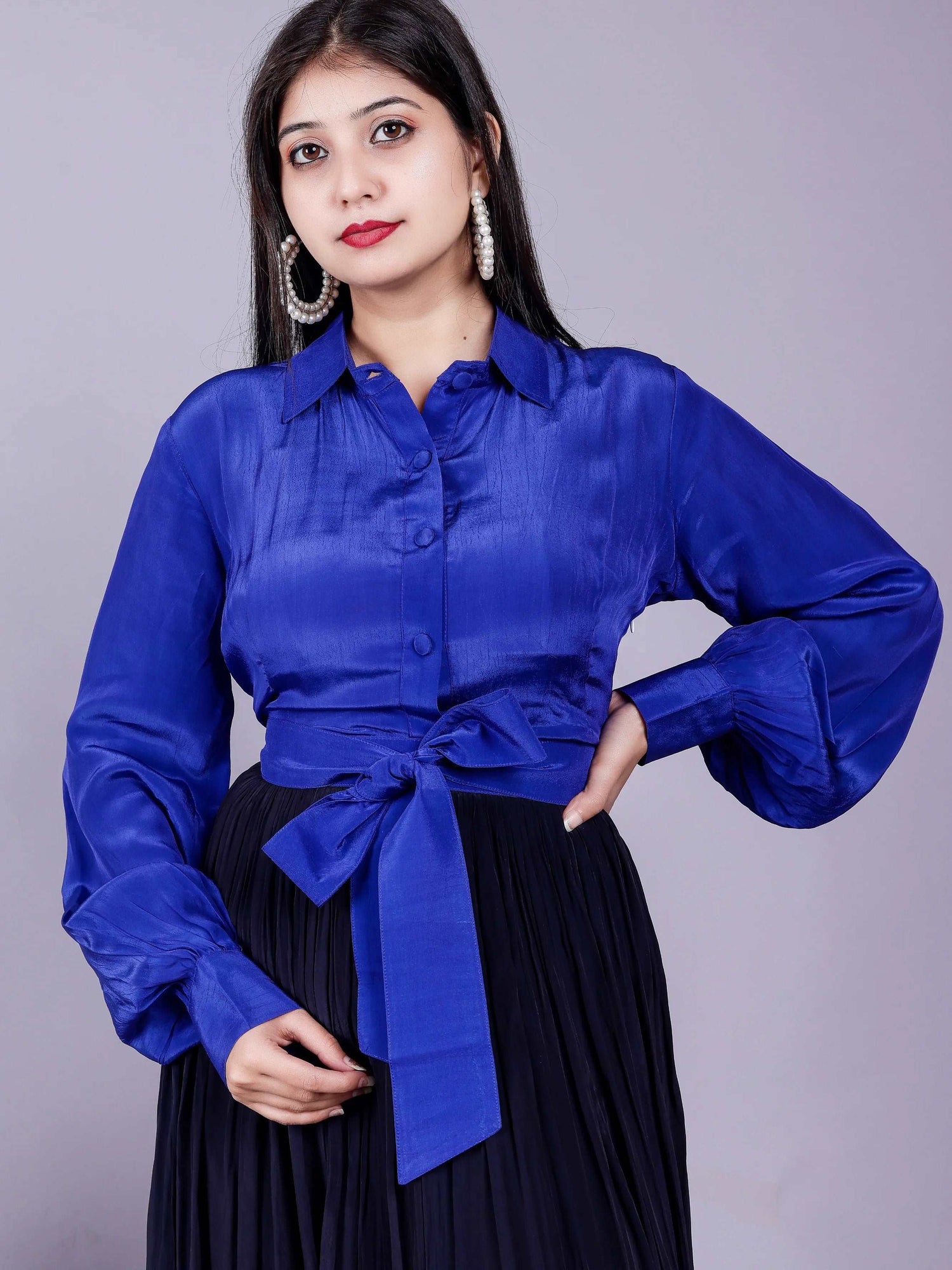 Blue-Black slit dress