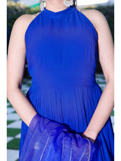 Cobalt Blue Peplum sharara set