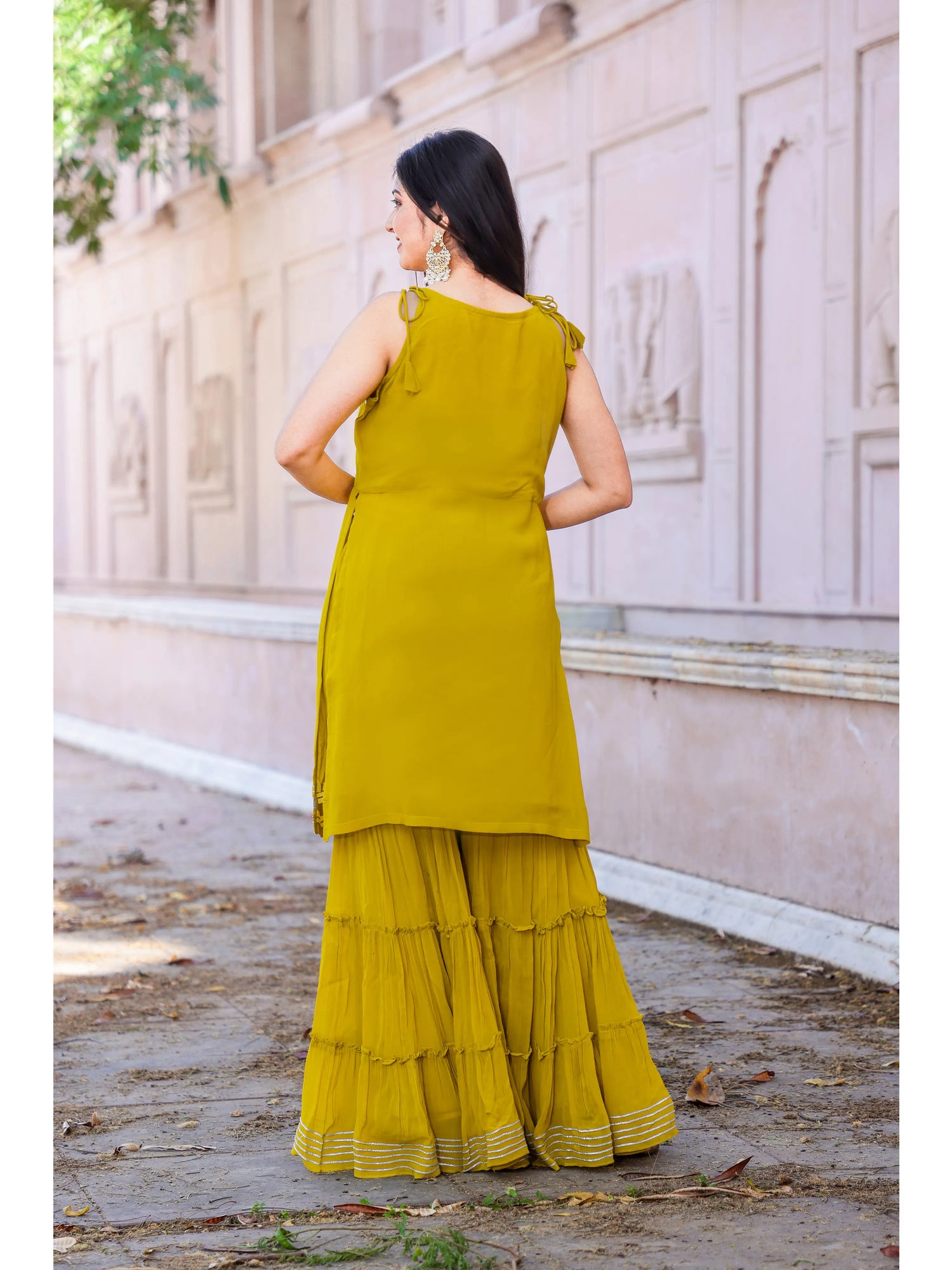 Georgette Short Kurti Sharara Dupatta Set