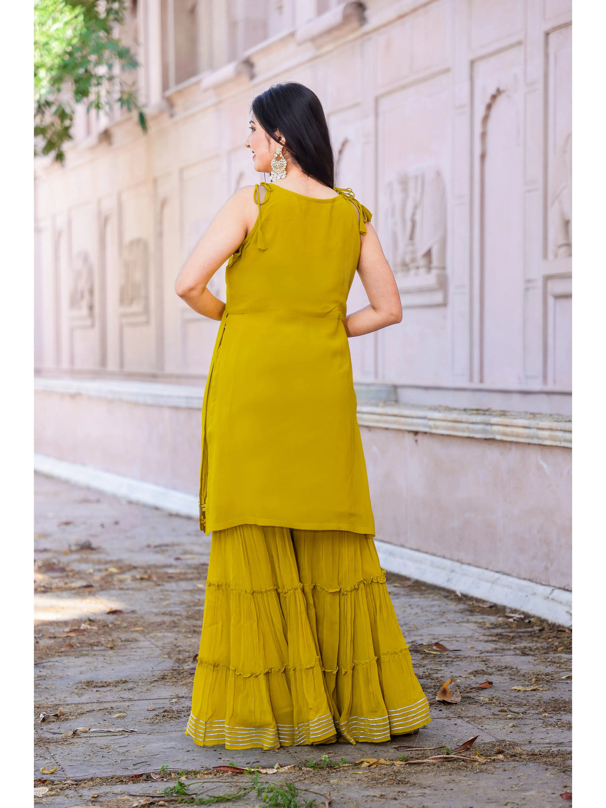 Georgette Short Kurti Sharara Dupatta Set
