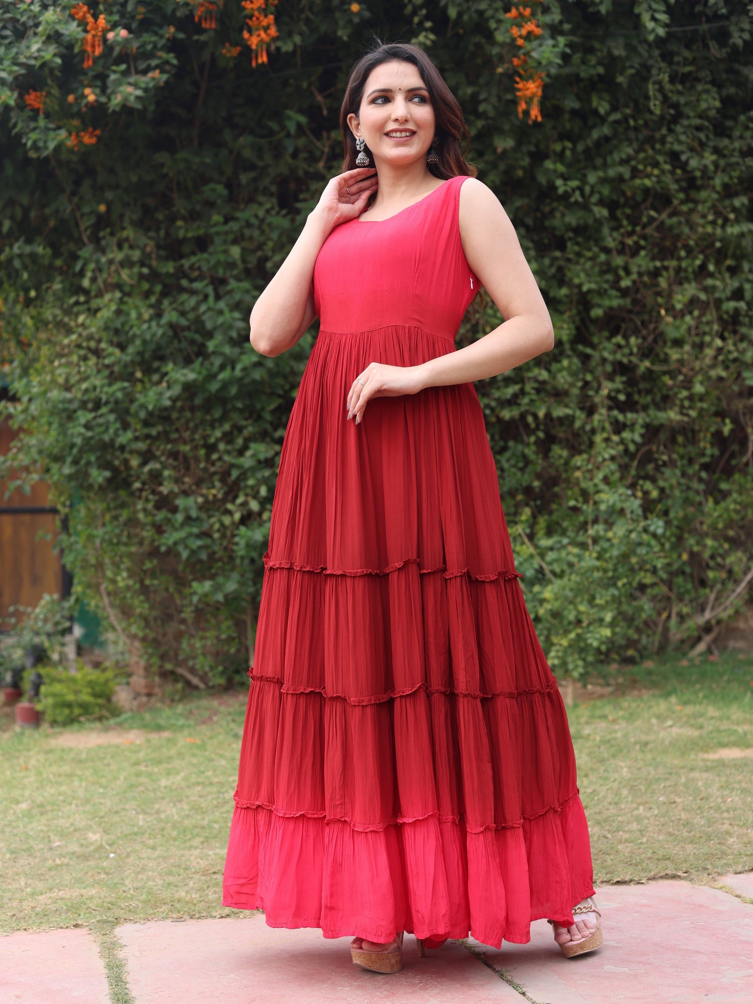 Tiered Full Length Ombre Dress
