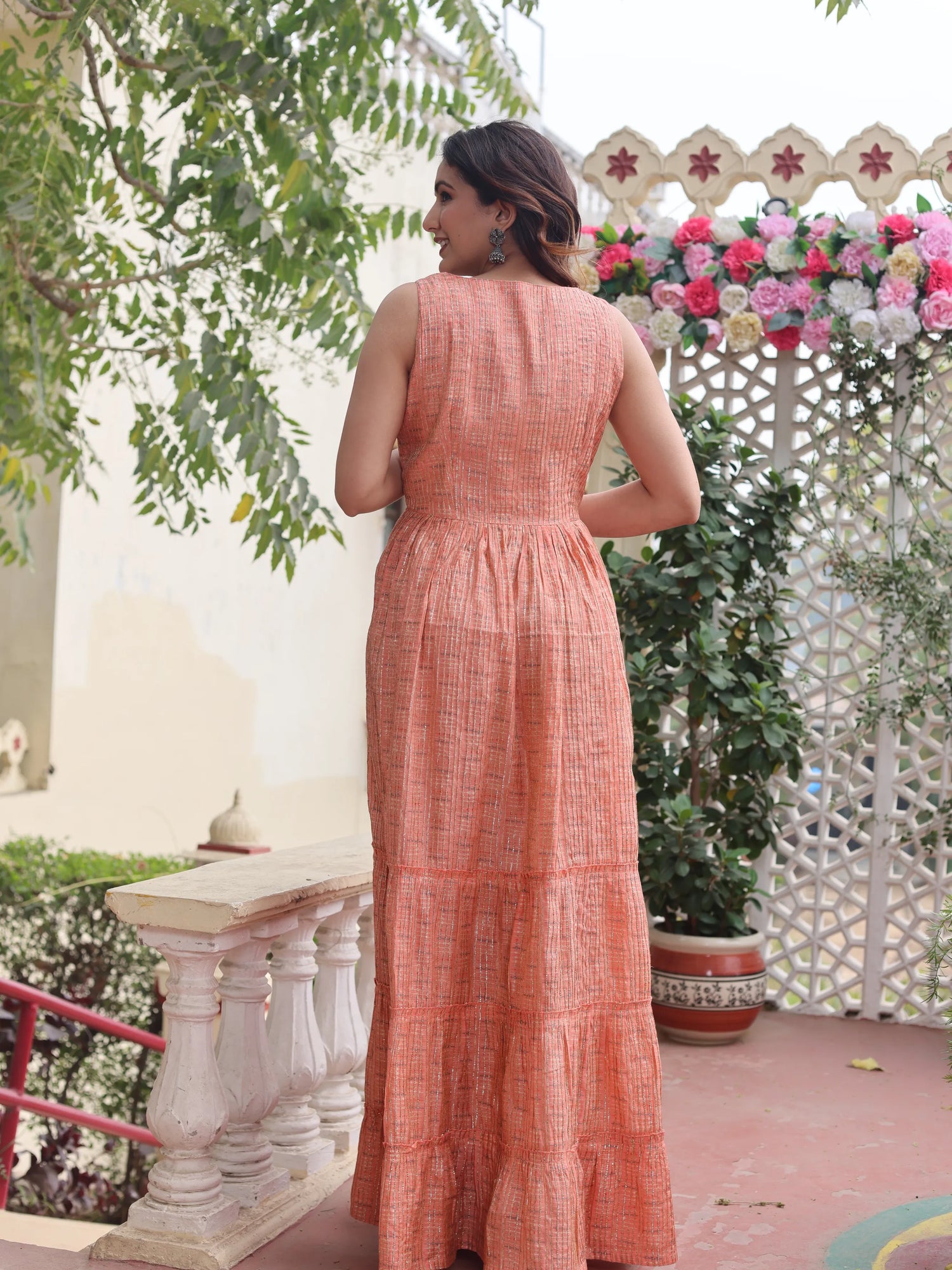 Peach golden Gown Dress
