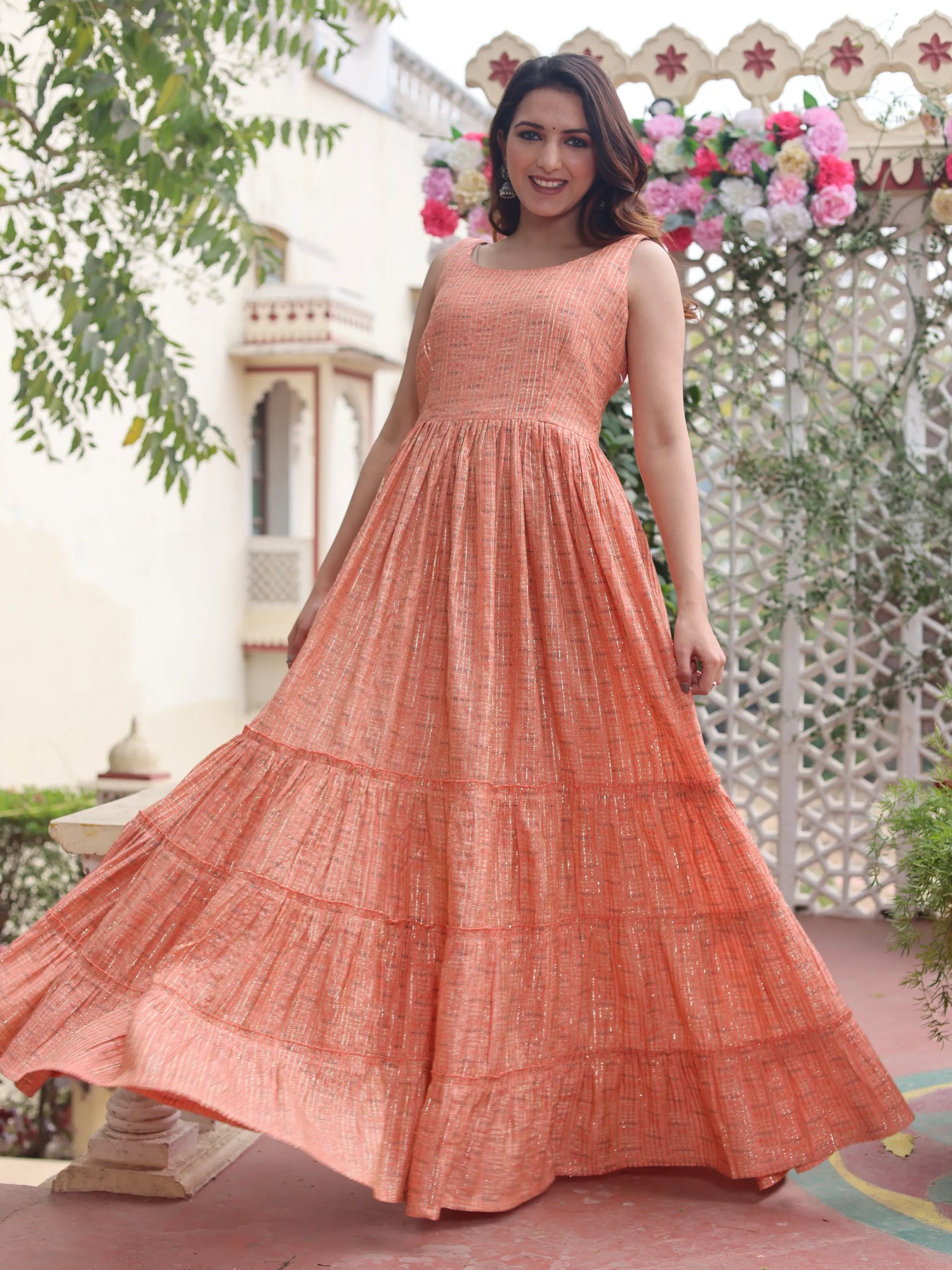 Peach golden Gown Dress