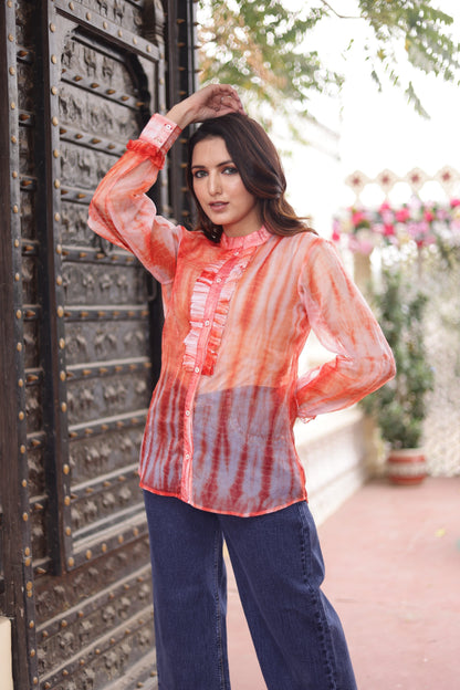 Orange tie-dye top