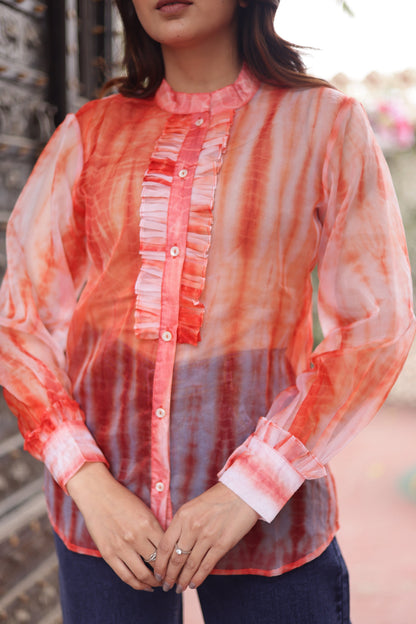 Orange tie-dye top