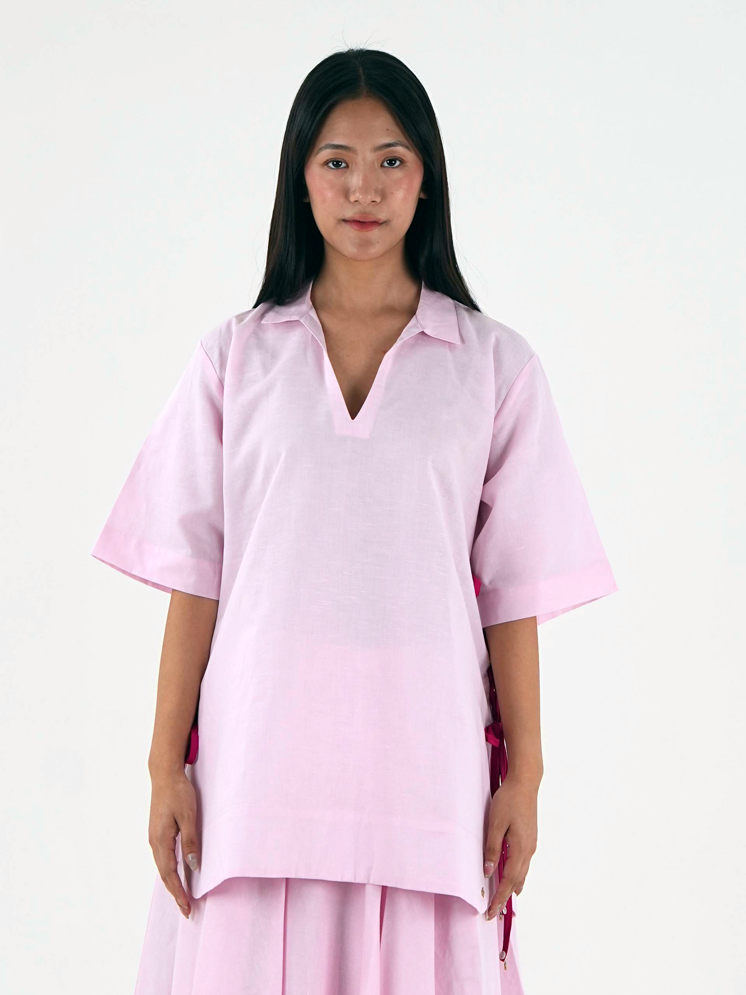 Gheridar skirt Set - Pastel Pink Linen