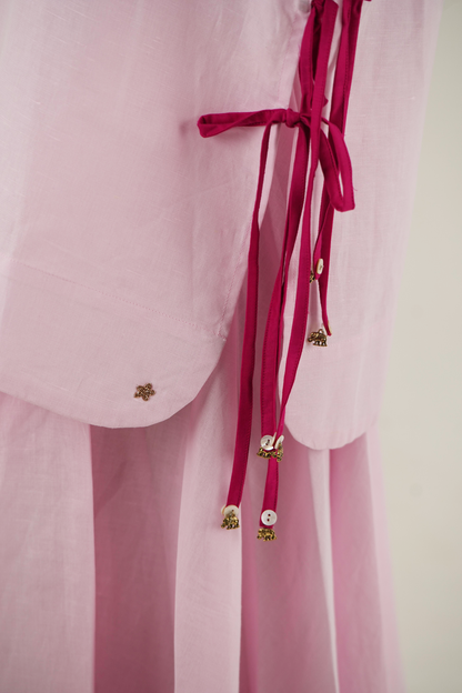 Gheridar skirt Set - Pastel Pink Linen