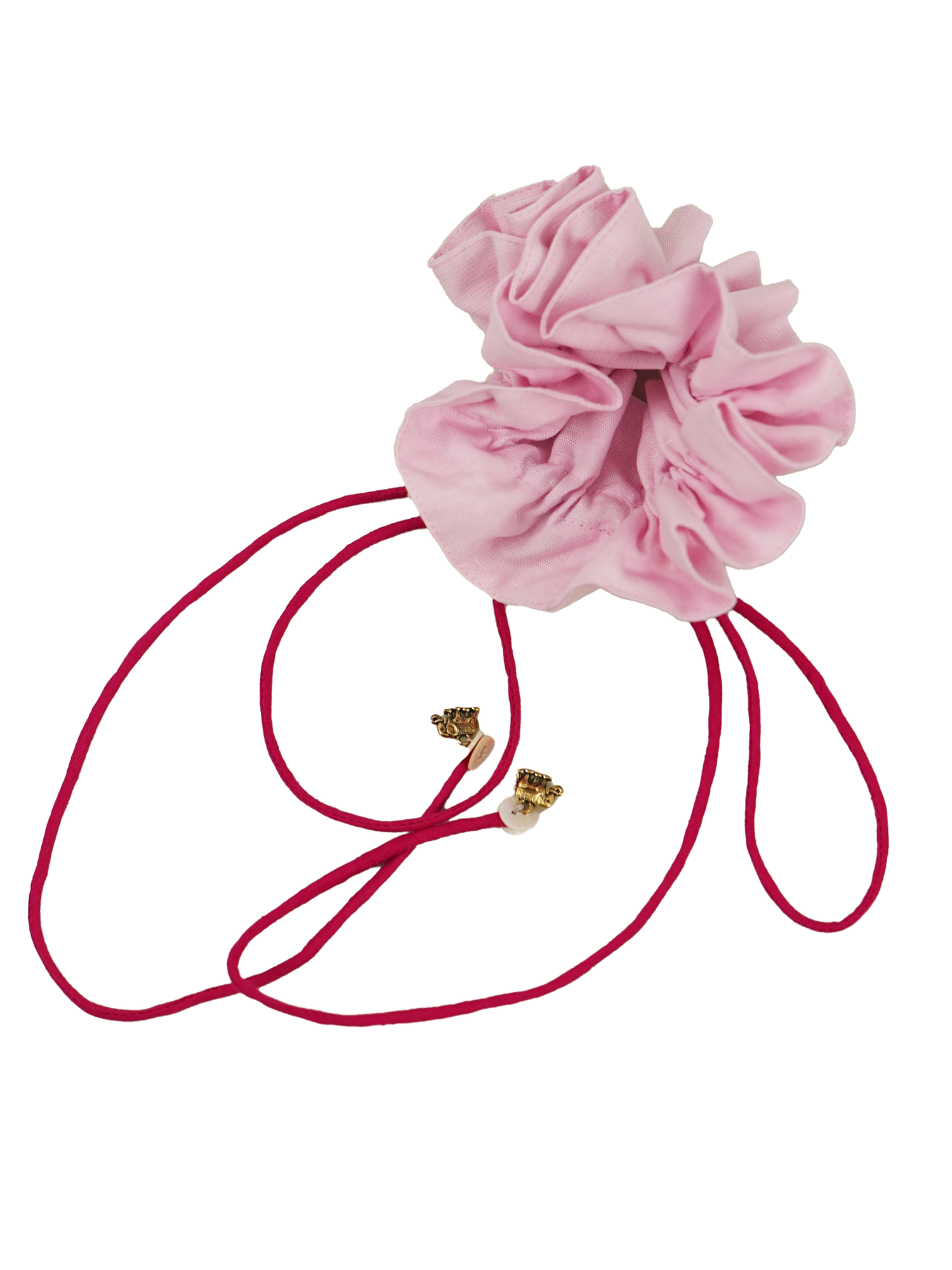 Gathered Fabric Scrunchie - Pastel Pink Linen
