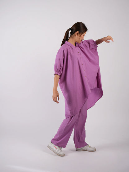 Lilac Cotton Asymmetric Co-ord Set