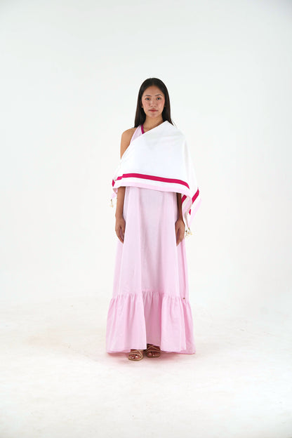 Sleeveless Halter Dress - Pastel Pink Linen
