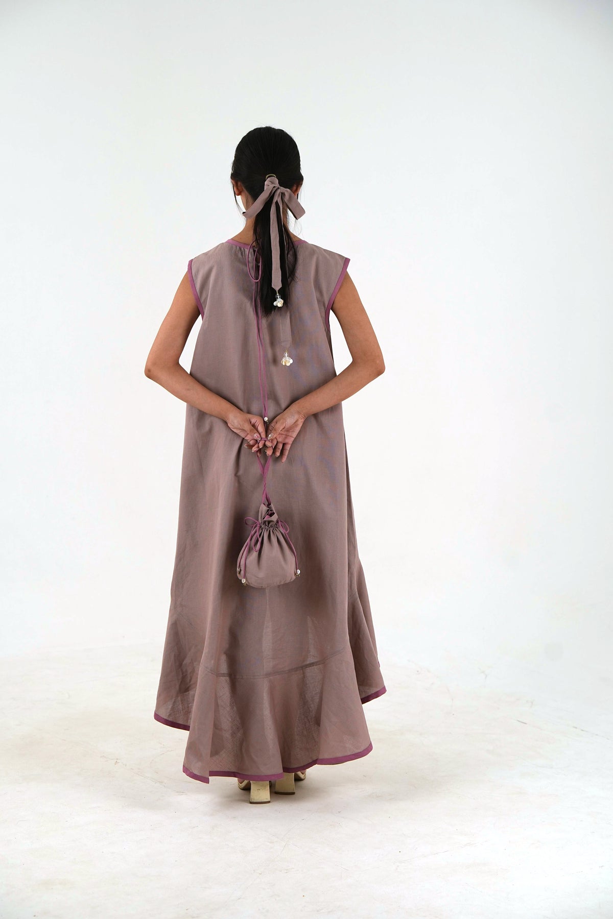 Sleeveless High Low Dress - Mauve Linen