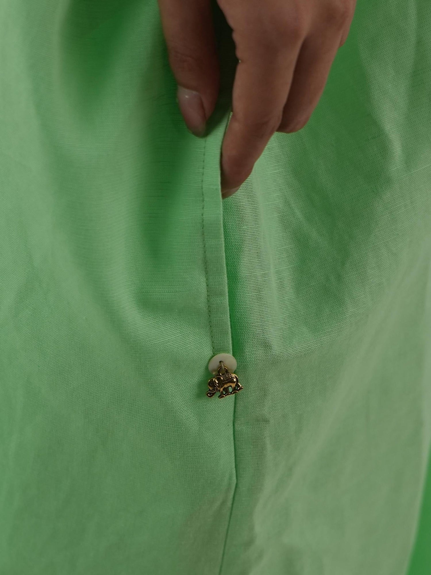 Cuff Sleeve Kaftan Dress - Mint Green Linen