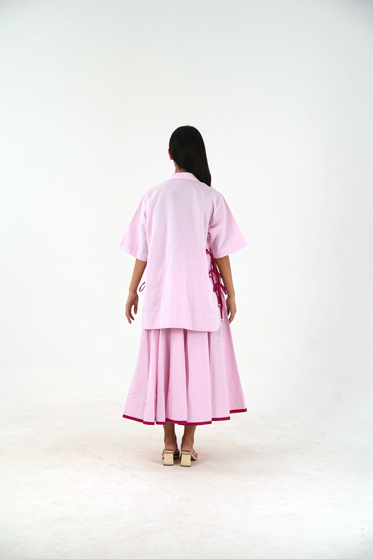 Gheridar skirt Set - Pastel Pink Linen